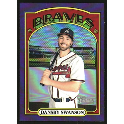 2021 Topps Heritage Chrome Purple Refractors #433 Dansby Swanson