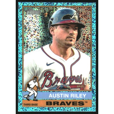 2025 Topps Heritage Chrome Light Blue Sparkle Refractors #364 Austin Riley