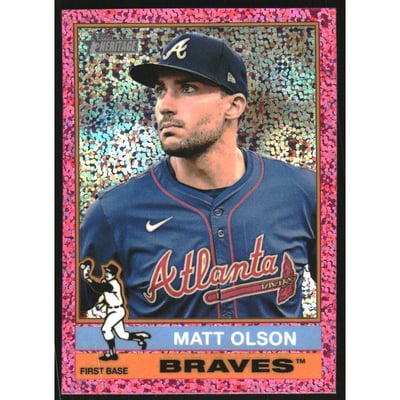 2025 Topps Heritage Chrome Pink Sparkle Refractors #102 Matt Olson