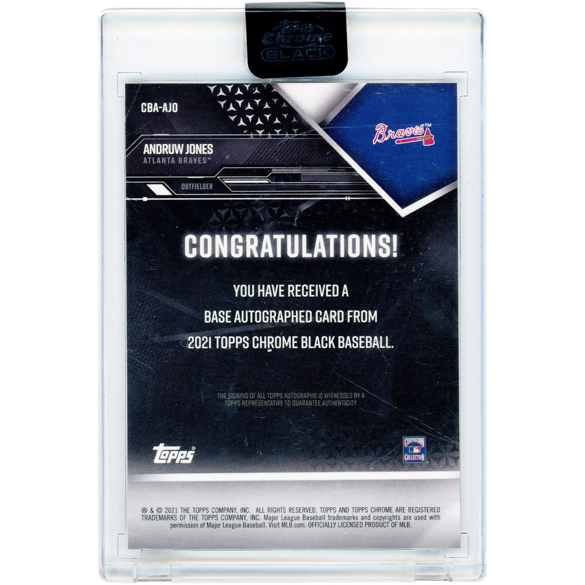 Carte autographiée d'Andruw Jones (Atlanta Braves) 2021 Topps Chrome Black #CBA-AJO