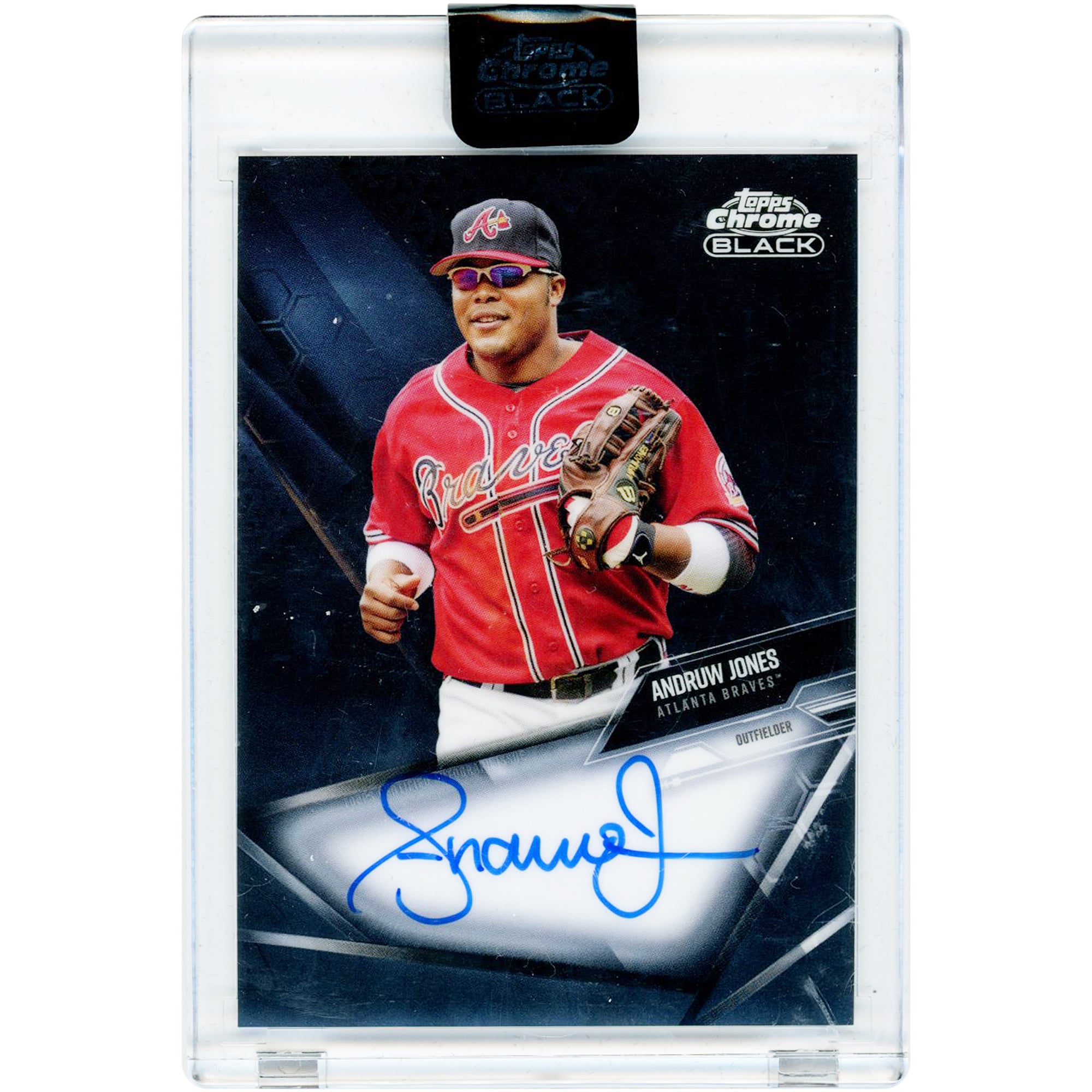 Carte autographiée d'Andruw Jones (Atlanta Braves) 2021 Topps Chrome Black #CBA-AJO