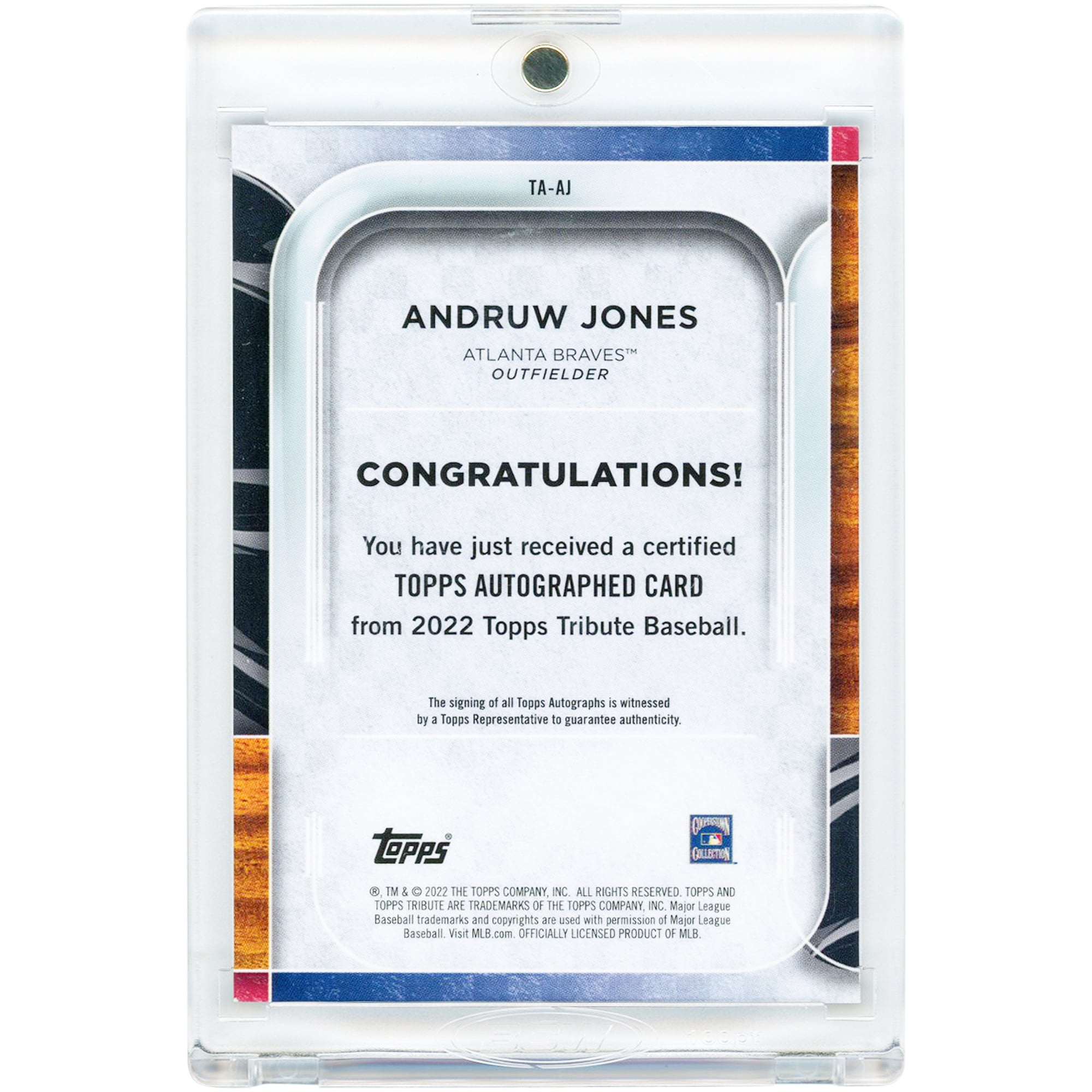 Carte autographiée d'Andruw Jones (Atlanta Braves) 2022 Topps Tribute Green #TA-AJ #77/99