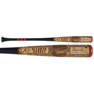 Andruw Jones Atlanta Braves Autographed Fanatics Authentic Pillbox Bat Company Mural Series Bat with "HOF 2026" Inscription - Limited Edition #5/5