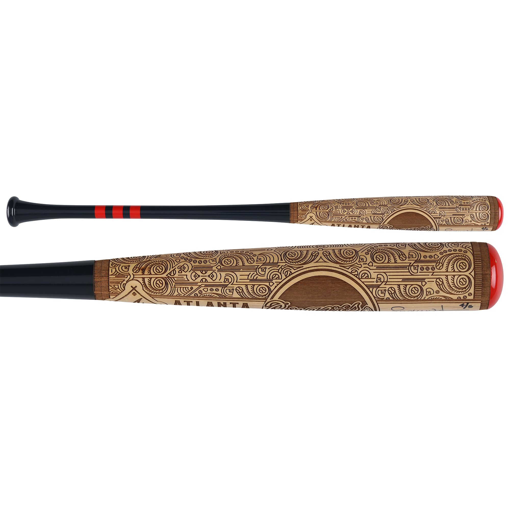 Bâton de baseball Pillbox Bat Company Mural Series autographié par Andruw Jones (Atlanta Braves) avec inscription « HOF 2026