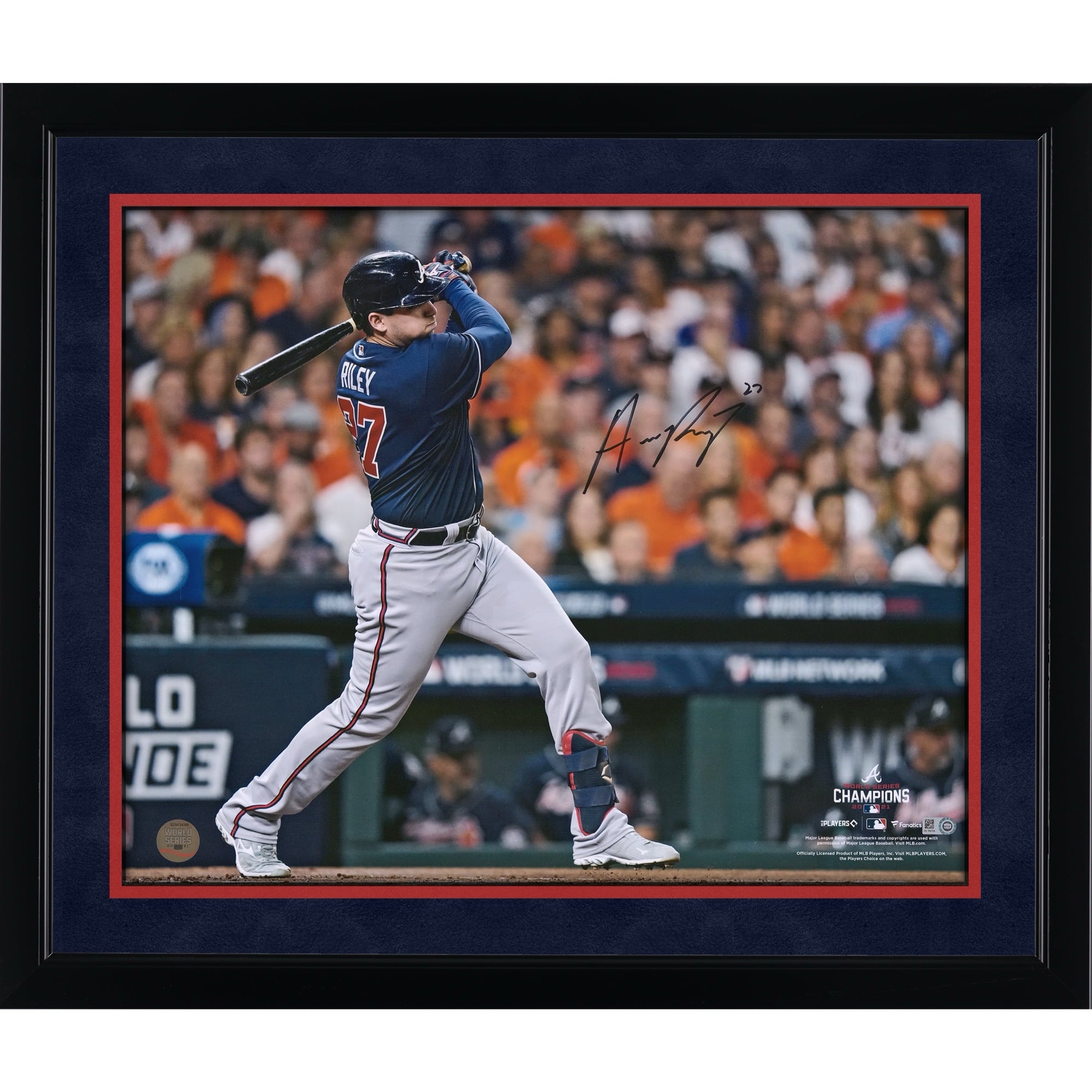 Austin Riley Atlanta Braves Autographed 16" x 20" 2021 World Series Champions Hitting Photograph