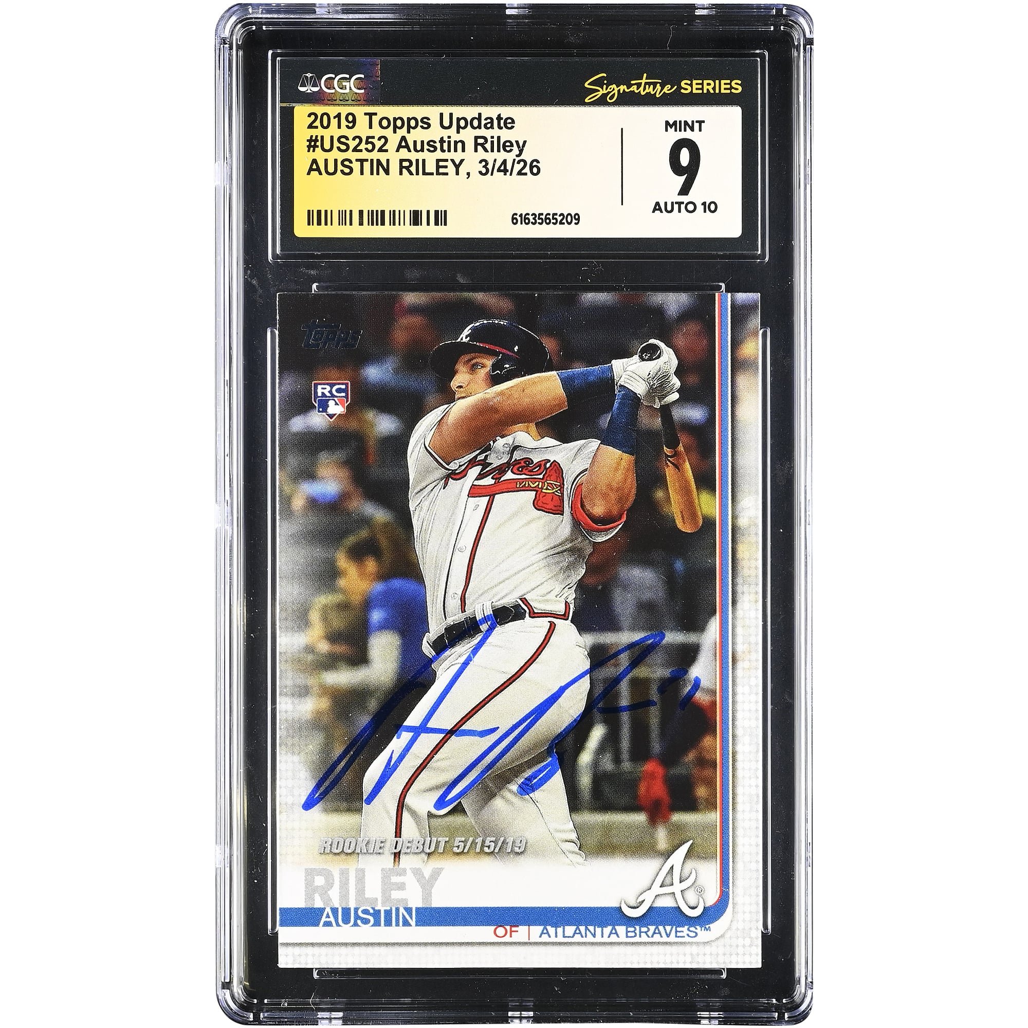Austin Riley Atlanta Braves Autographed 2019 Topps Update #US252 CGC Authenticated / Rookie Card