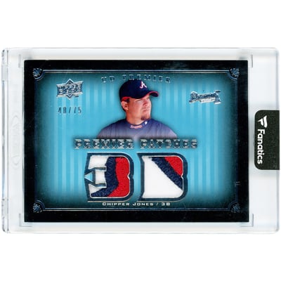 Chipper Jones Atlanta Braves 2008 Upper Deck Premier Patches Dual Game Used Tri-Color Jersey Relics #PP2-CJ #40/75 Card