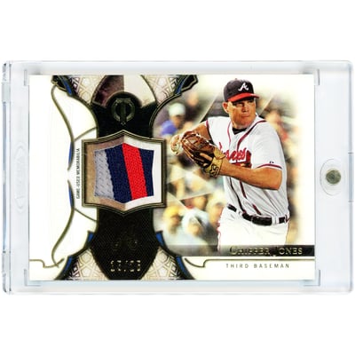 Chipper Jones Atlanta Braves 2016 Topps Tribute Prime Patches Tri-Color Game Used Jersey Relic #PP-CJ #15/25 Card