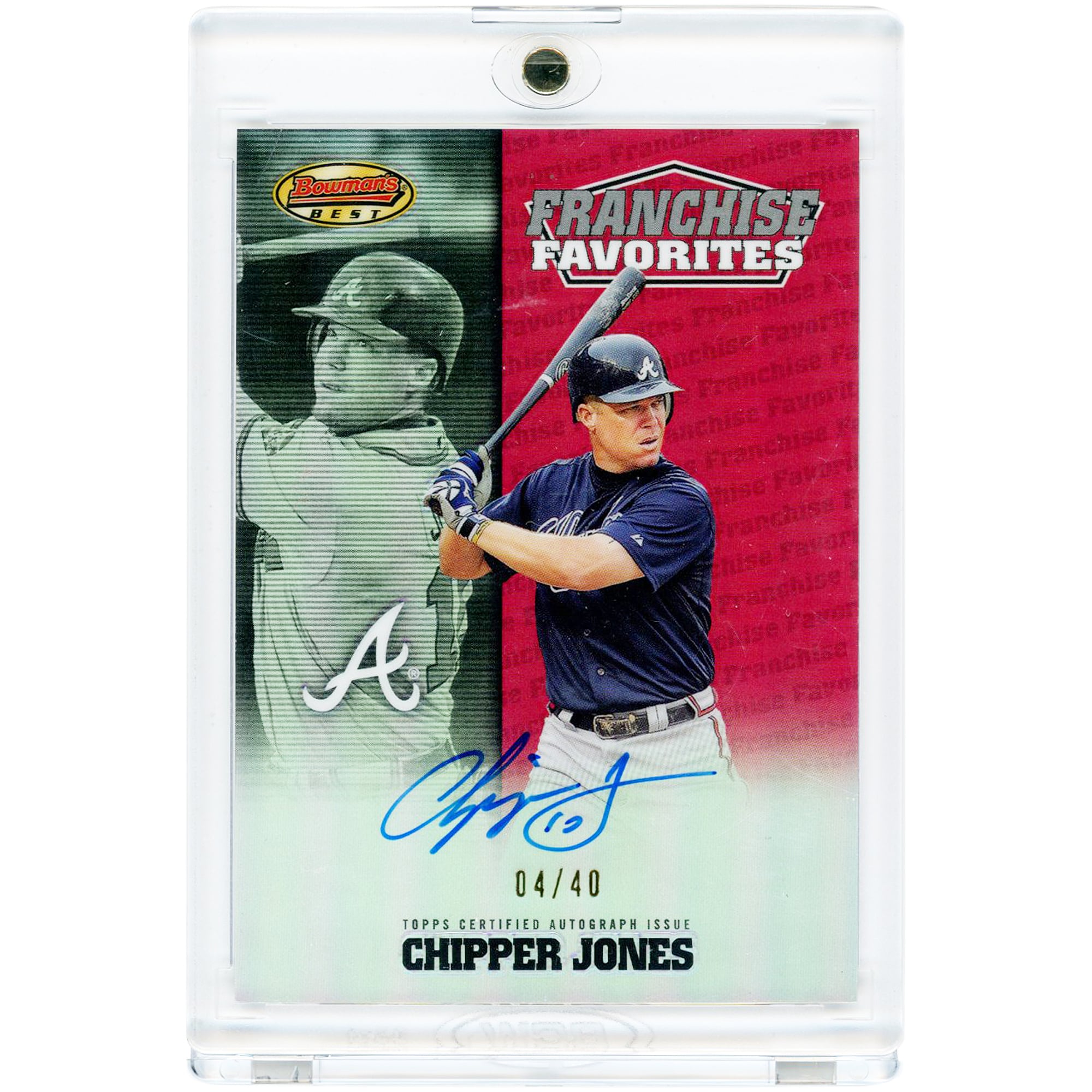 Carte Chipper Jones des Braves d'Atlanta, autographiée, collection Bowman Best Franchise Favorites 2020 #FFA-CJ #4/40