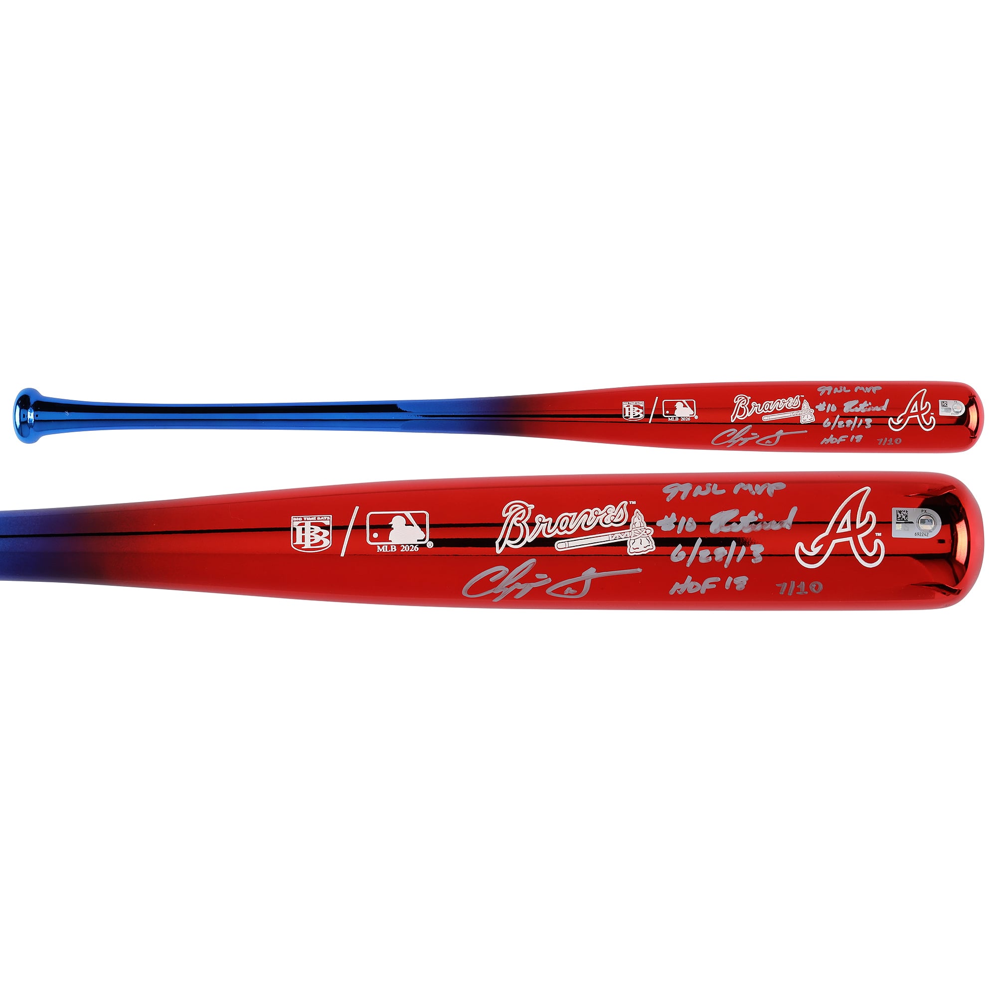 Chipper Jones Atlanta Braves Autographed Big Time Bats Chrome Bat with Multiple Inscriptions