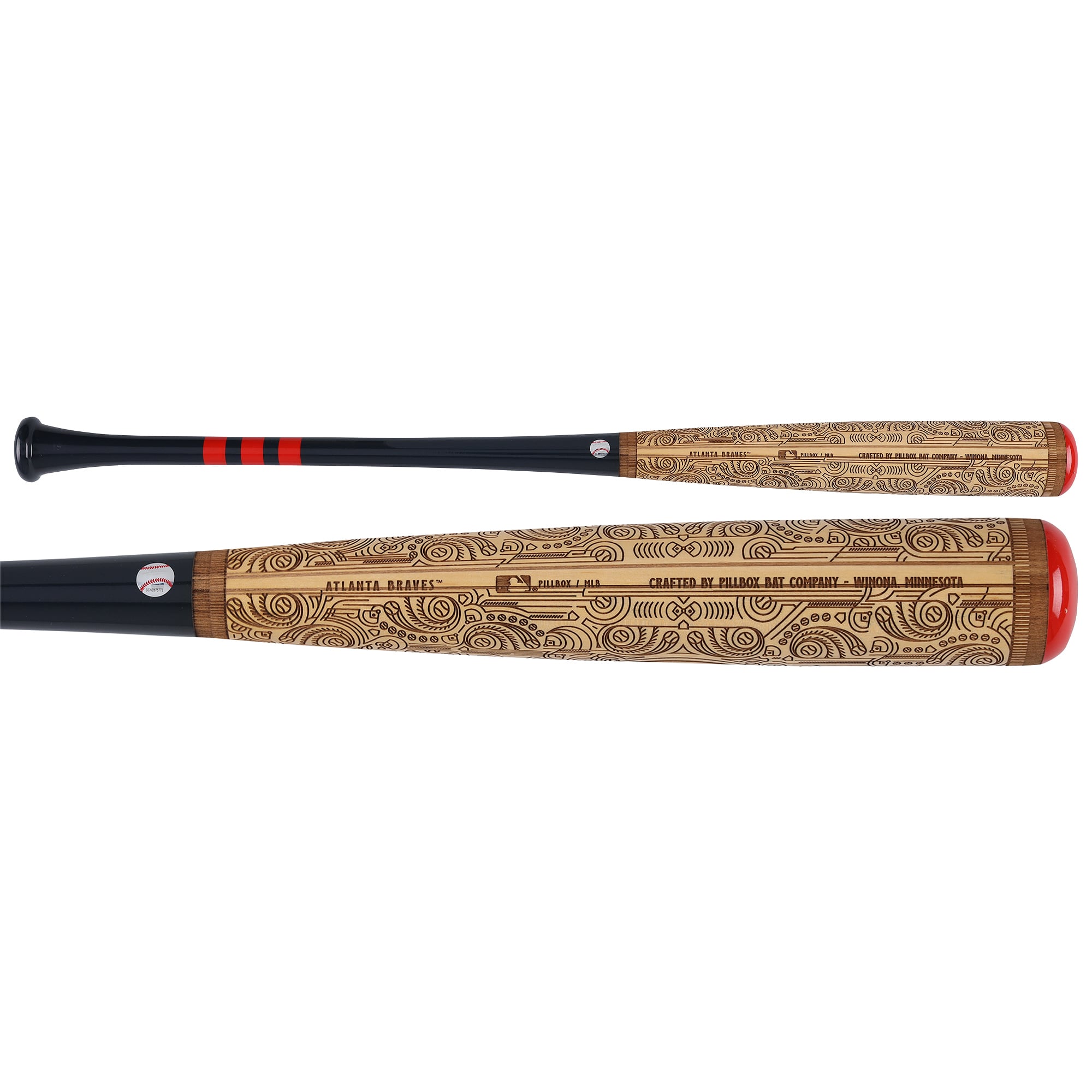 Chipper Jones Atlanta Braves Autographed Pillbox Bat Company Mural Series Bat with Multiple Inscriptions