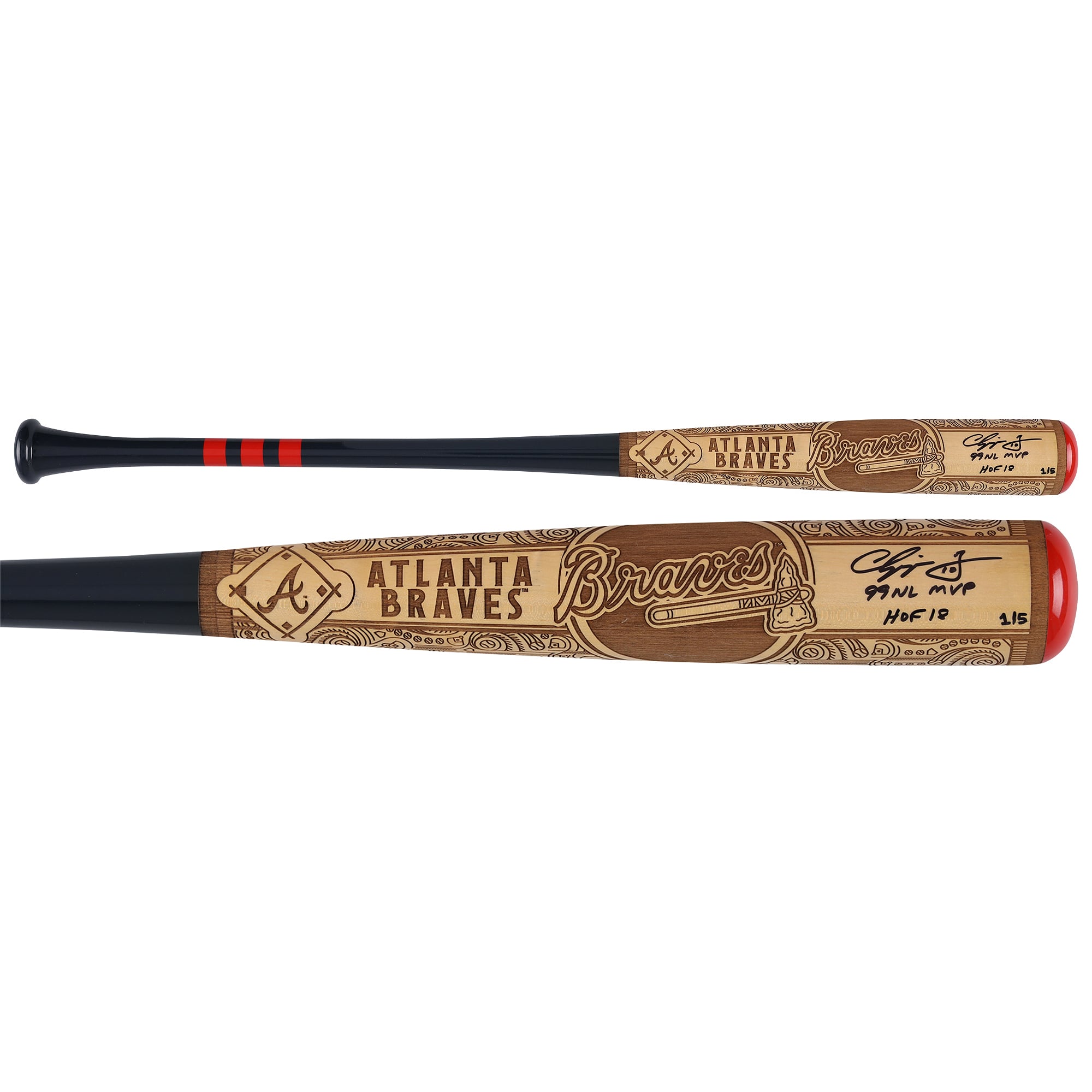 Chipper Jones Atlanta Braves Autographed Pillbox Bat Company Mural Series Bat with Multiple Inscriptions