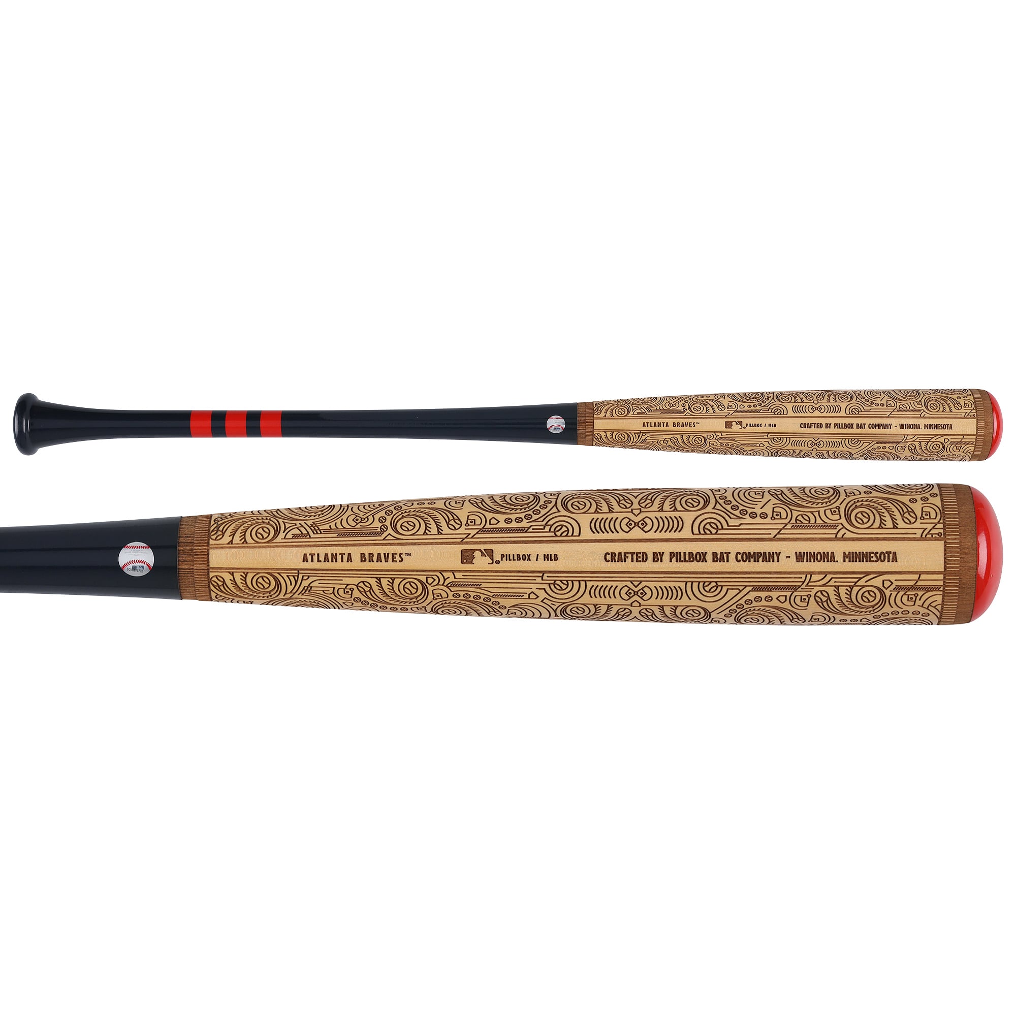 Bâton de baseball Pillbox Bat Company Mural Series autographié par Chipper Jones (Atlanta Braves) avec inscriptions multiples - Édition limitée n° 5/5