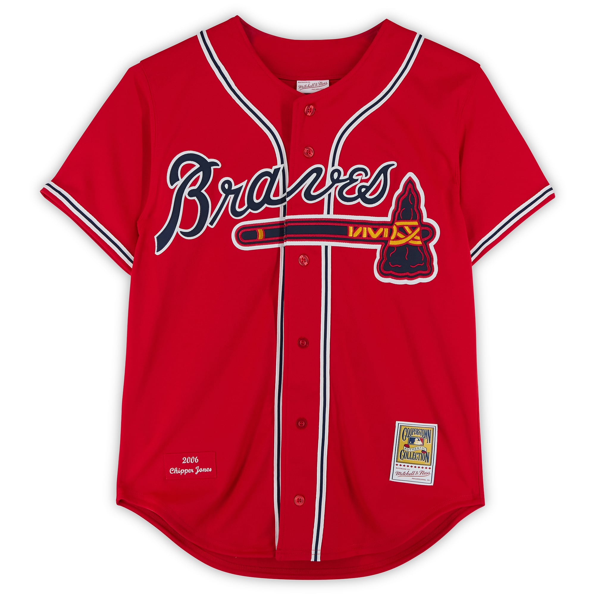 Chipper Jones Atlanta Braves Autographed Red Mitchell & Ness 2006 Cooperstown Collection Authentic Jersey