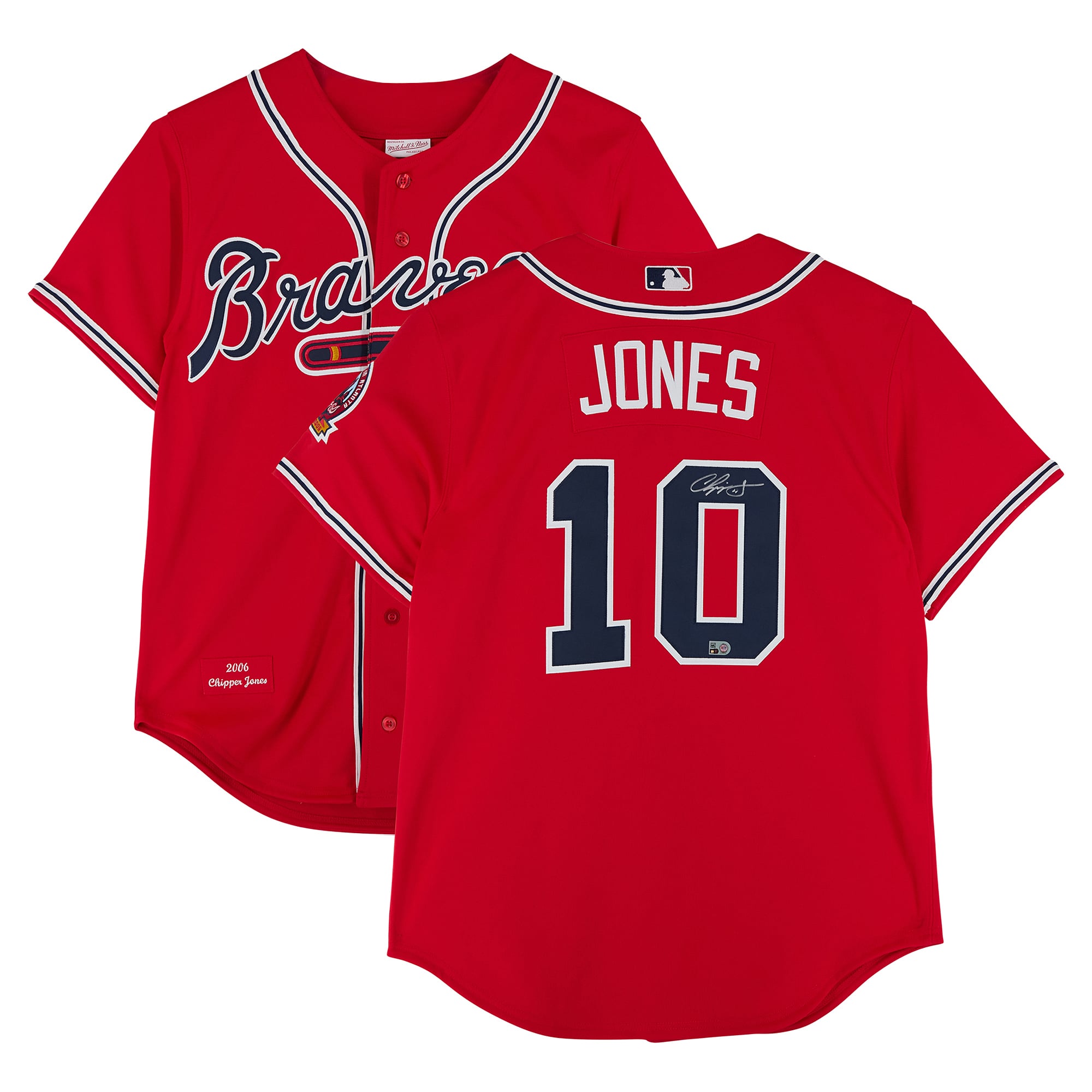 Chipper Jones Atlanta Braves Autographed Red Mitchell & Ness 2006 Cooperstown Collection Authentic Jersey