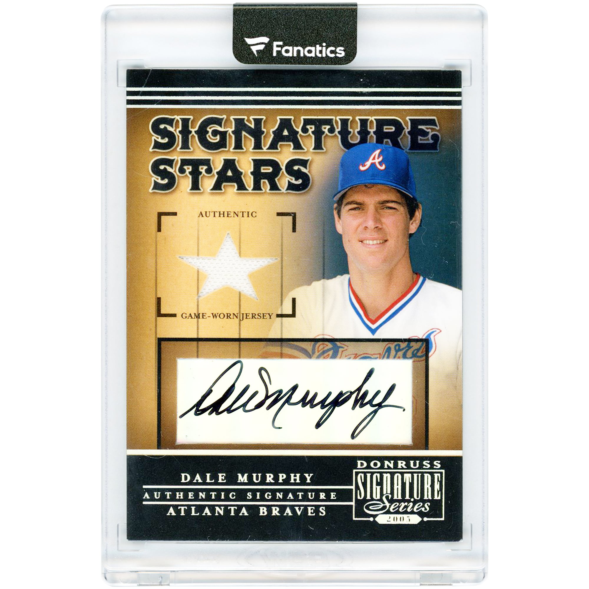 Carte de maillot autographiée par Dale Murphy (Atlanta Braves) de la série Donruss Signature Stars, portée en match, numéro SS-15 (2005).