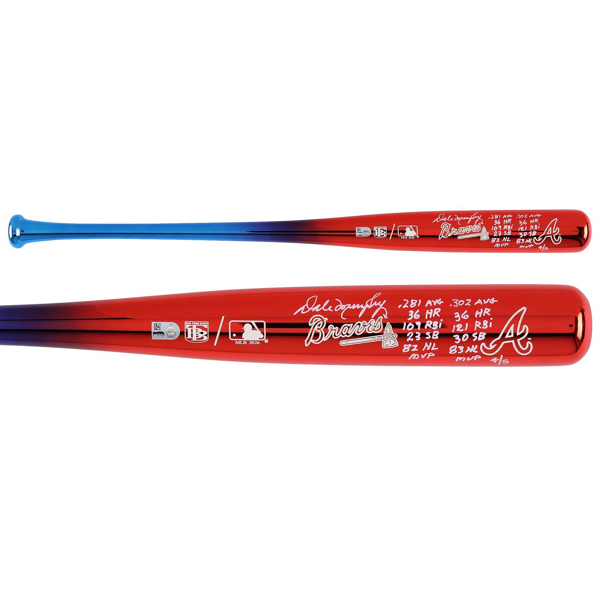 Dale Murphy Atlanta Braves Autographed Big Time Bats Chrome Bat with Multiple Inscriptions - Limited Edition of 5