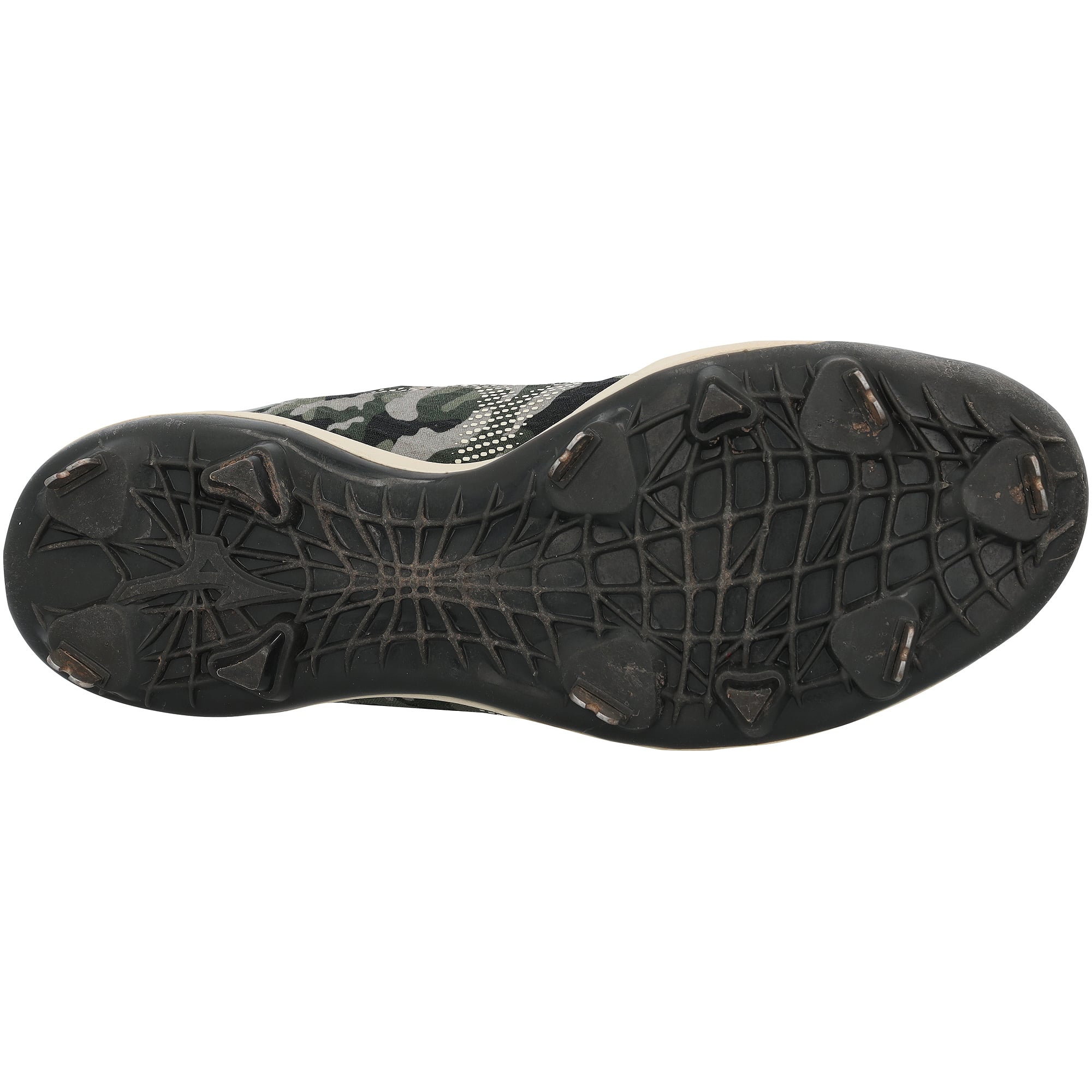 Crampons Mizuno verts camouflage autographiés par Drake Baldwin (Atlanta Braves) lors du match contre les Boston Red Sox le 17 mai 2026