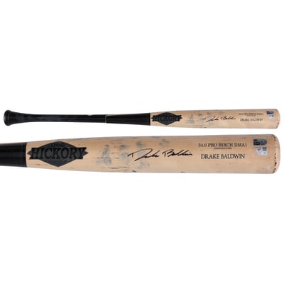 Drake Baldwin Atlanta Braves Autographed Fanatics Authentic Game-Used Tan/Black Old Hickory Broken Bat from the 2026 MLB Season - NF70437357