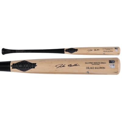 Drake Baldwin Atlanta Braves Autographed Fanatics Authentic Game-Used Tan/Black Old Hickory Broken Bat from the 2026 MLB Season - NF70437359