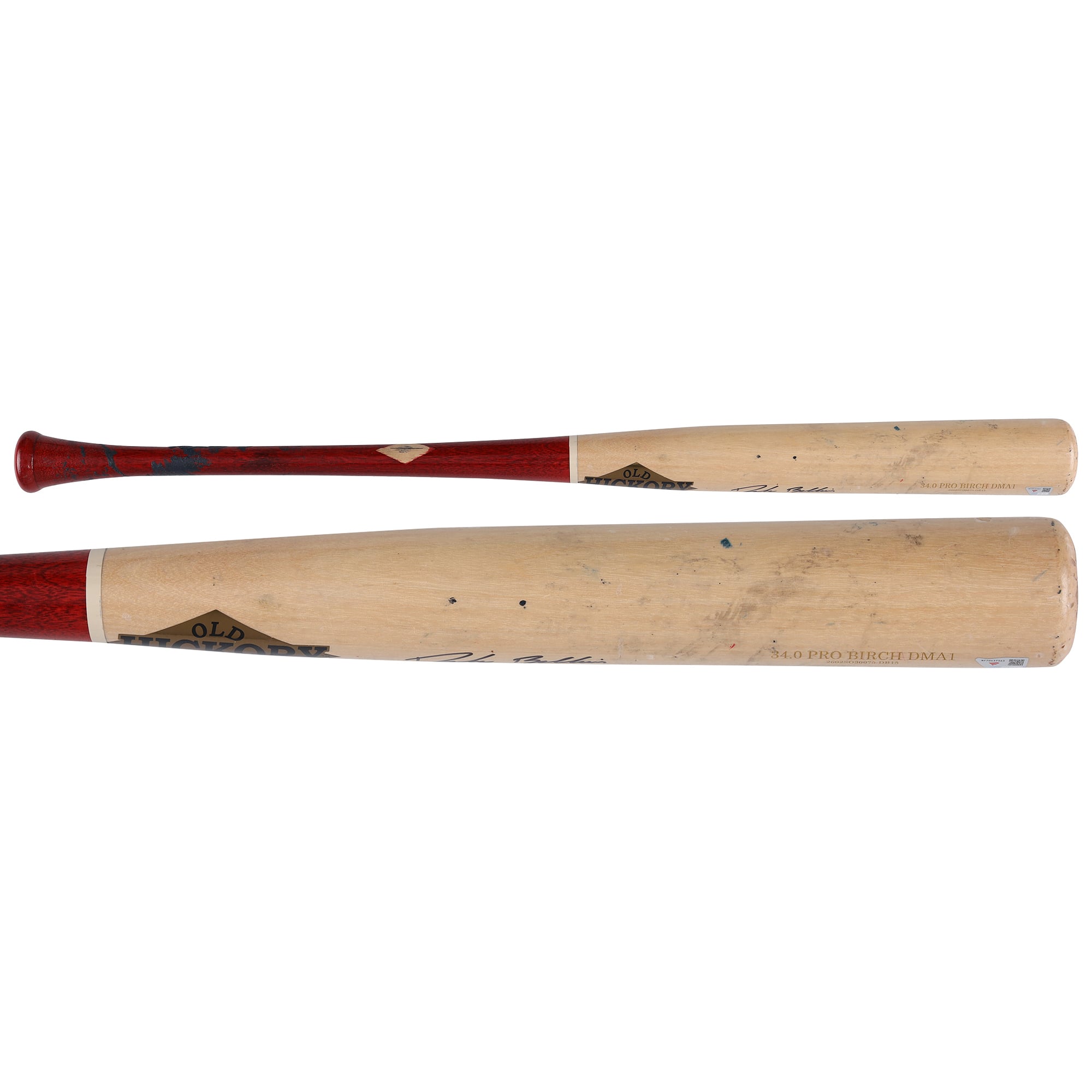 Bâton Old Hickory beige/rouge autographié par Drake Baldwin (Atlanta Braves) lors de la saison 2026 de la MLB