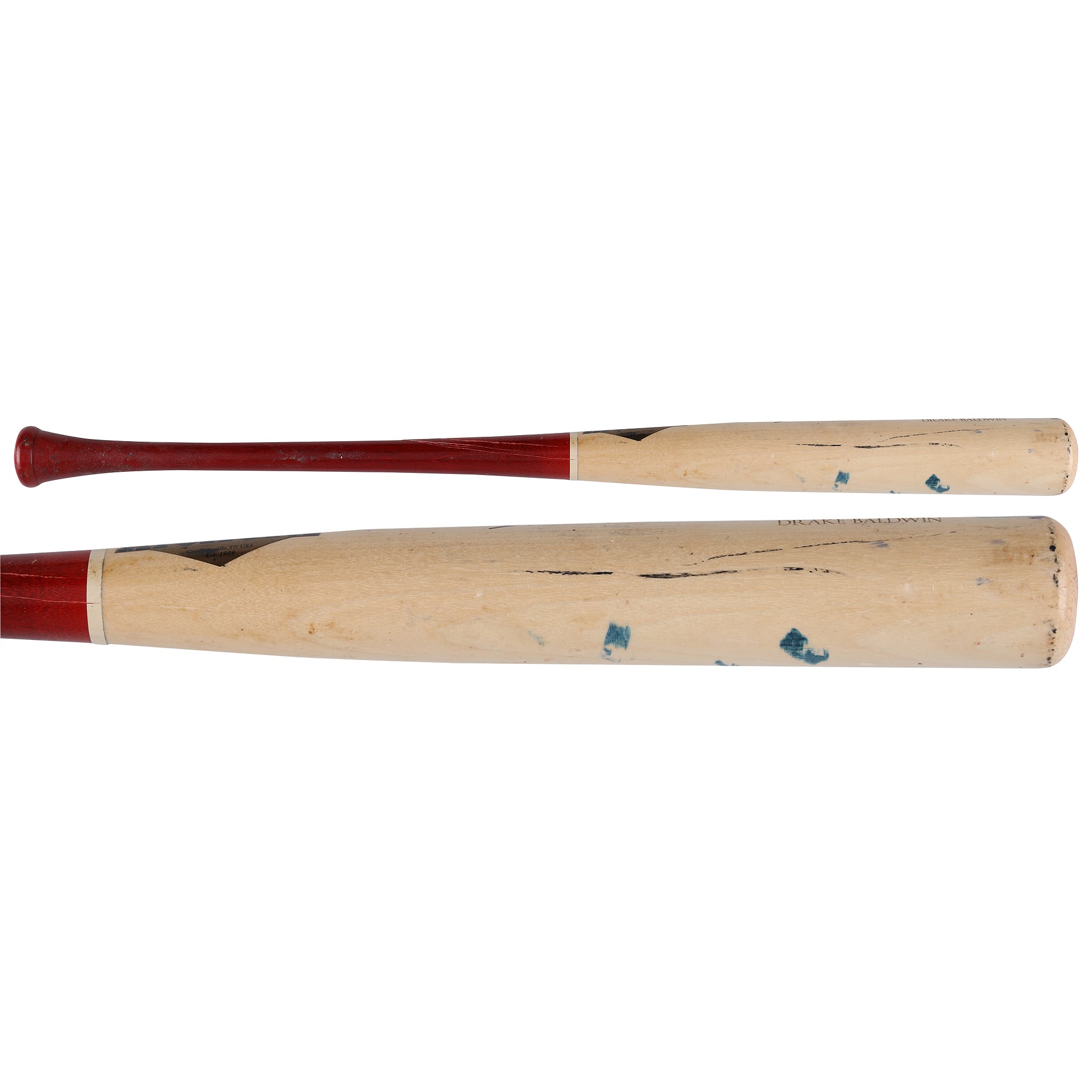 Bâton cassé Old Hickory beige/rouge autographié par Drake Baldwin (Atlanta Braves) utilisé en match lors de la saison 2026 de la MLB - NF70437360