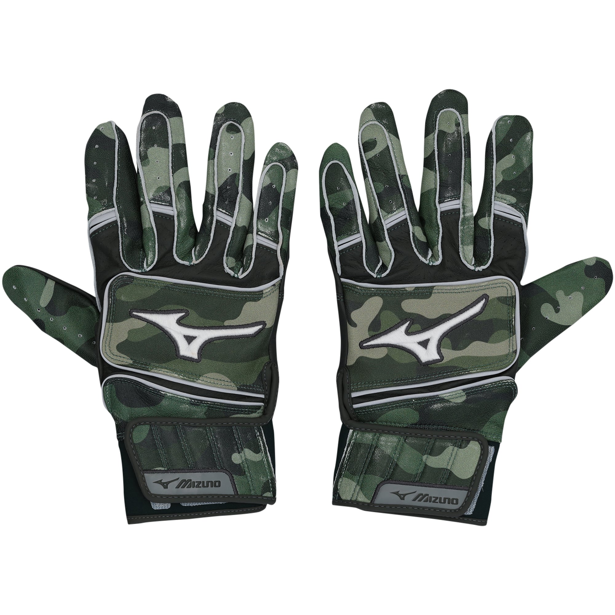 Gants de frappe Mizuno camouflage vert autographiés par Drake Baldwin, joueur des Braves d'Atlanta, saison 2026 de la MLB