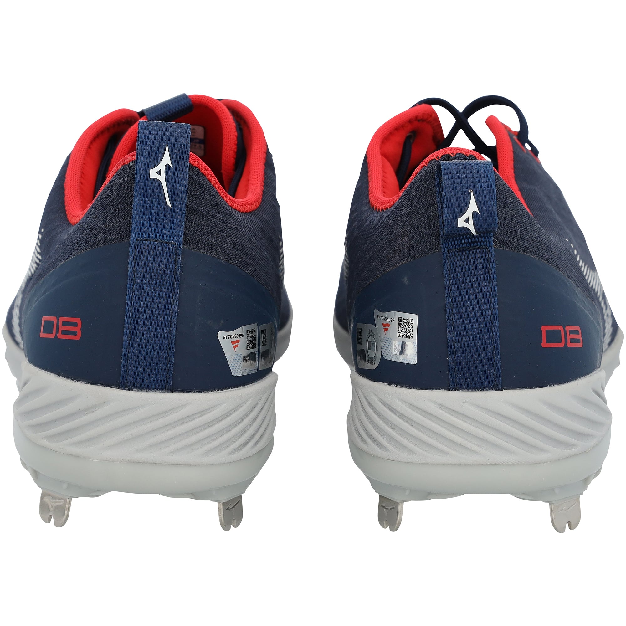 Crampons Mizuno bleu marine autographiés par Drake Baldwin (Atlanta Braves) pour la saison 2026 de la MLB