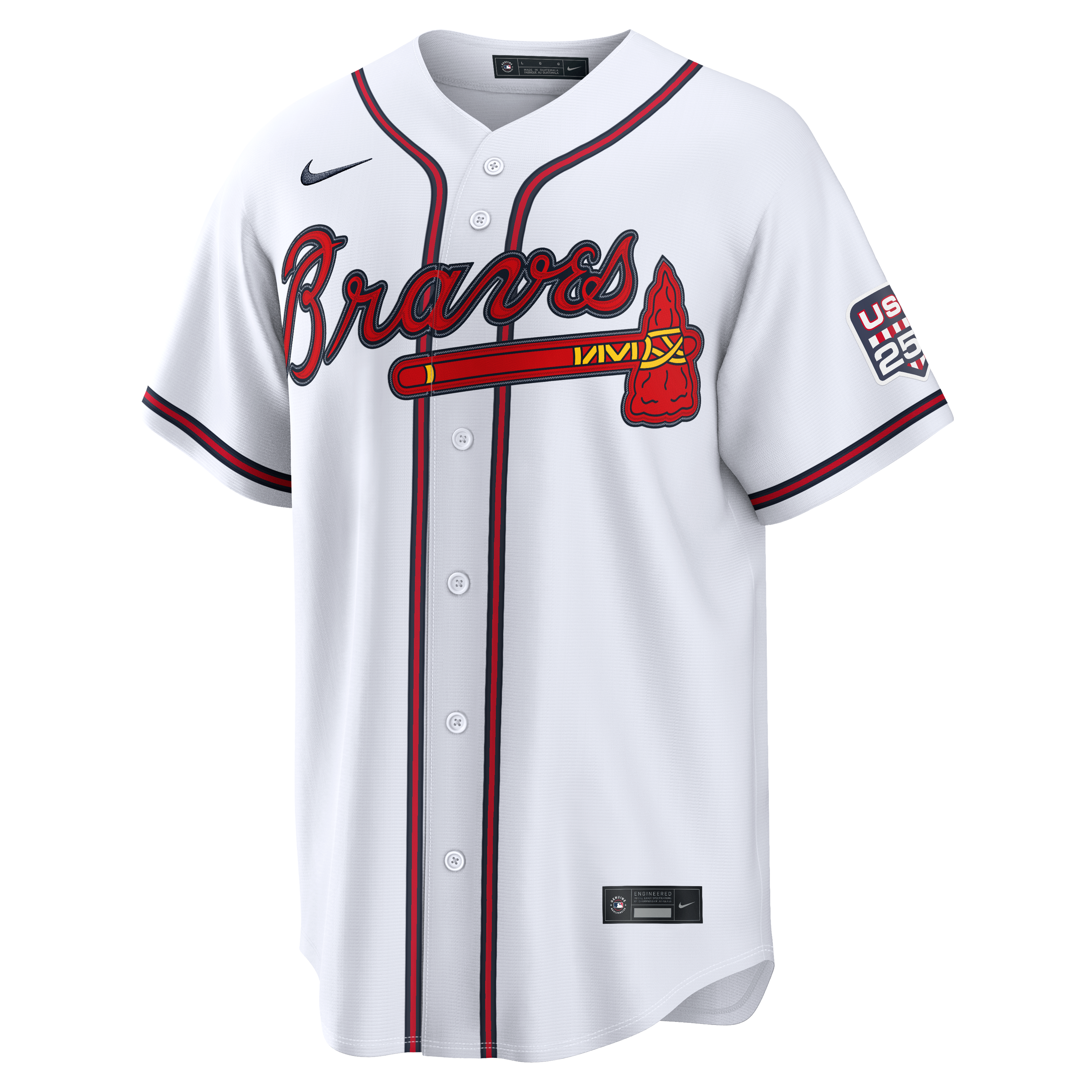 Maillot Nike blanc USA 250 Stadium Drake Baldwin des Braves d'Atlanta pour homme, édition spéciale 4 juillet