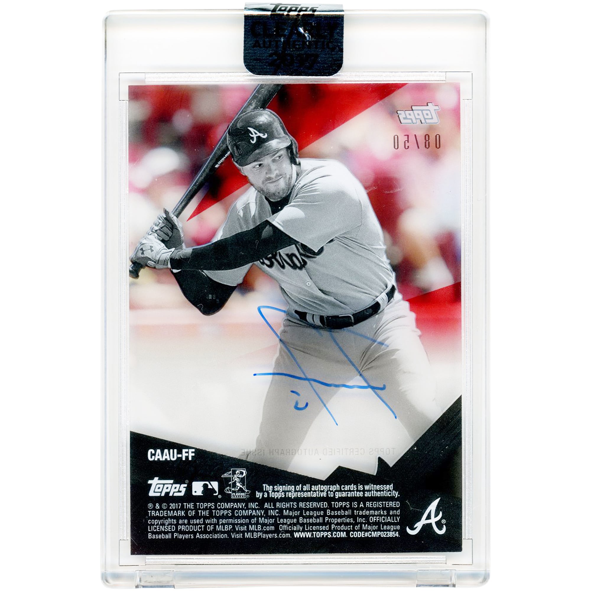 Carte autographiée de Freddie Freeman (Atlanta Braves) 2017 Topps Clearly Authentic rouge #CAAU-FF #8/50