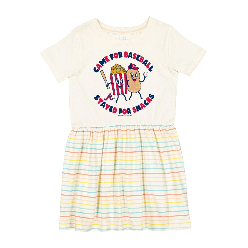 Girls Toddler Soft as a Grape White Atlanta Braves Snack Dress