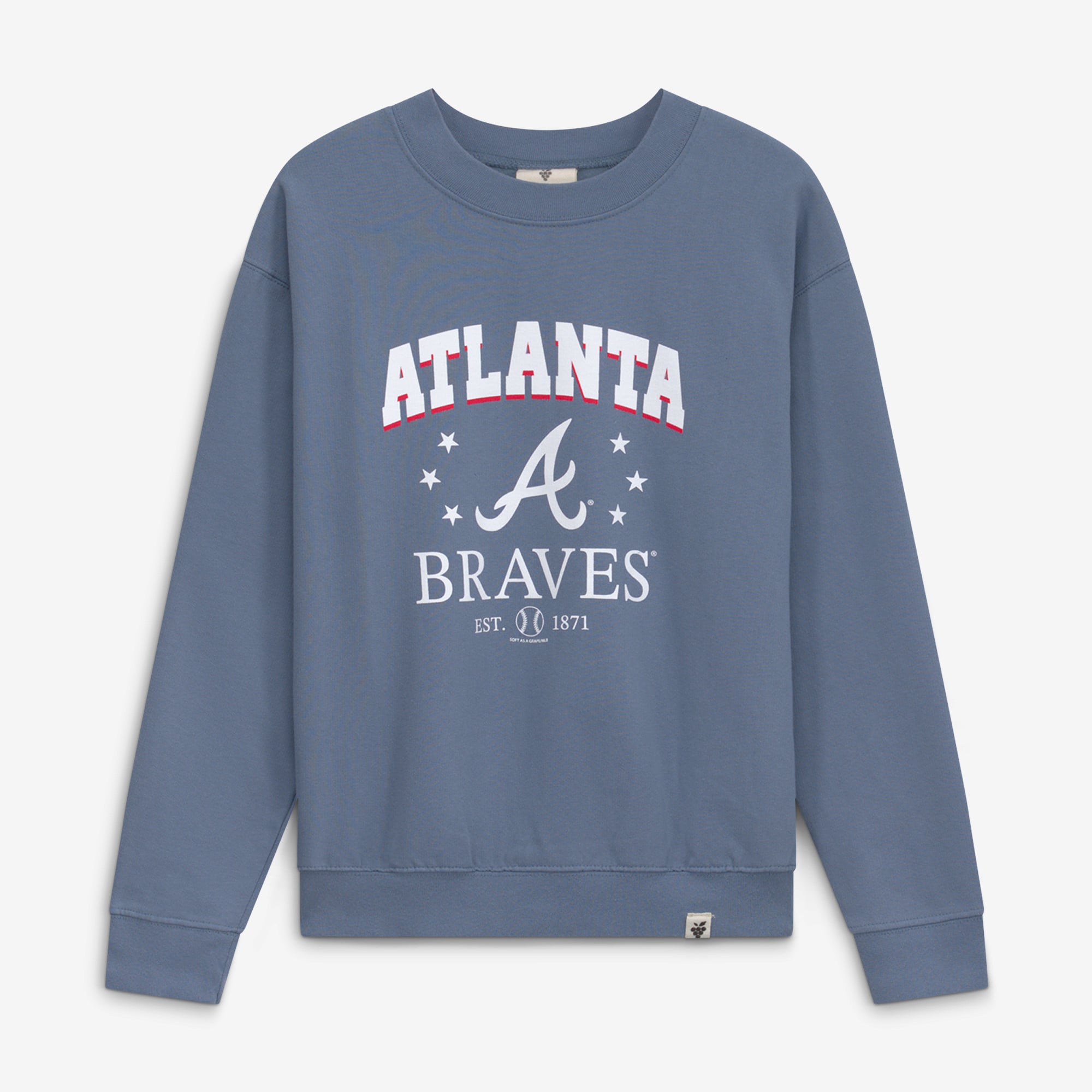 Girls Youth Soft as a Grape Navy Atlanta Braves Pigment Dyed Sweatshirt