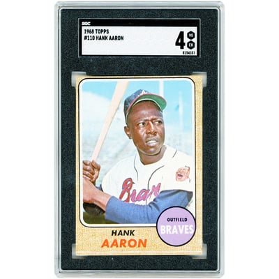 Hank Aaron Atlanta Braves 1968 Topps #110 SGC Authenticated 4 Card