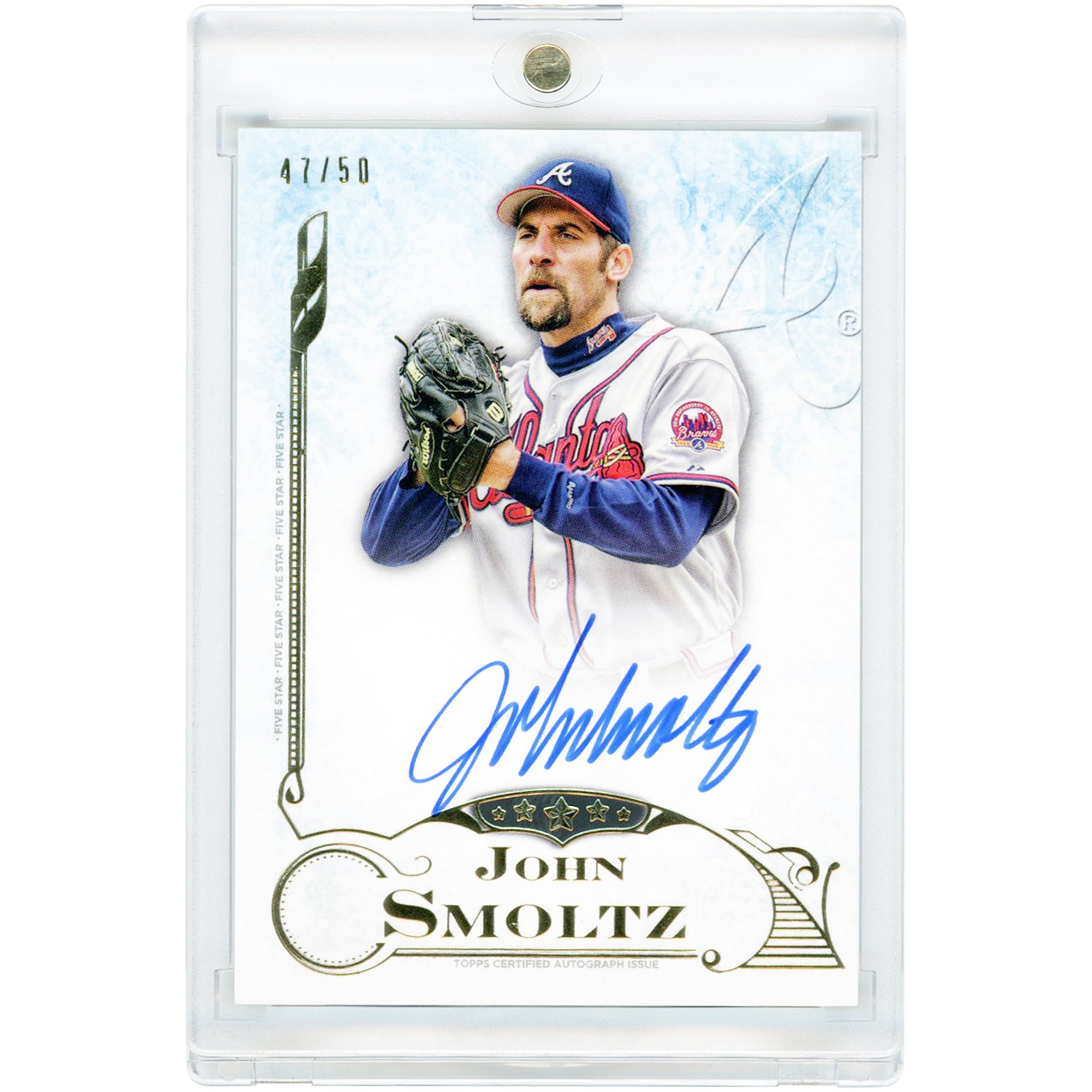 Carte autographiée de John Smoltz (Atlanta Braves) 2015 Topps Five Star #FSA-JS #47/50