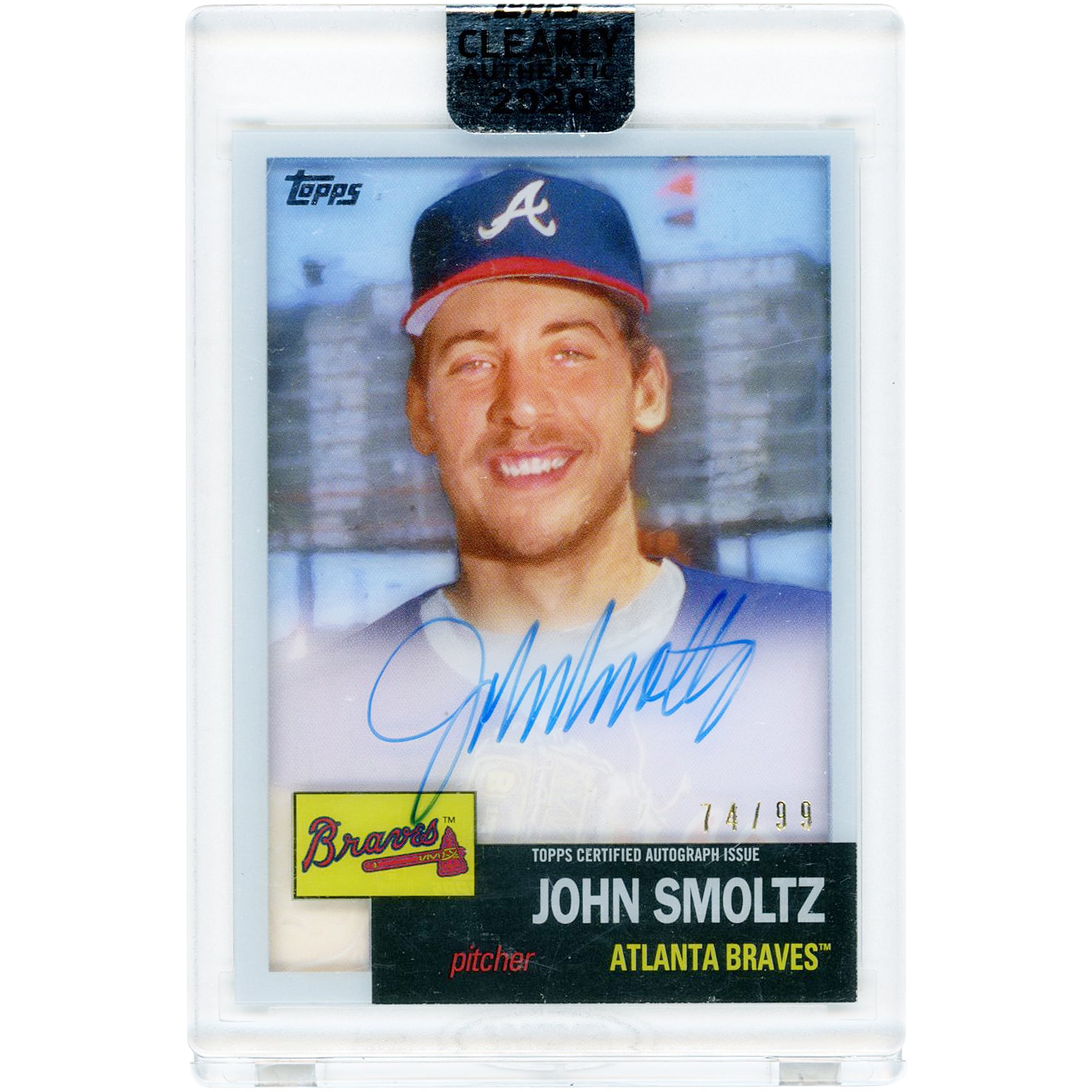 Carte autographiée de John Smoltz (Atlanta Braves) 2020 Topps Clearly Authentic #RA-JS #74/99