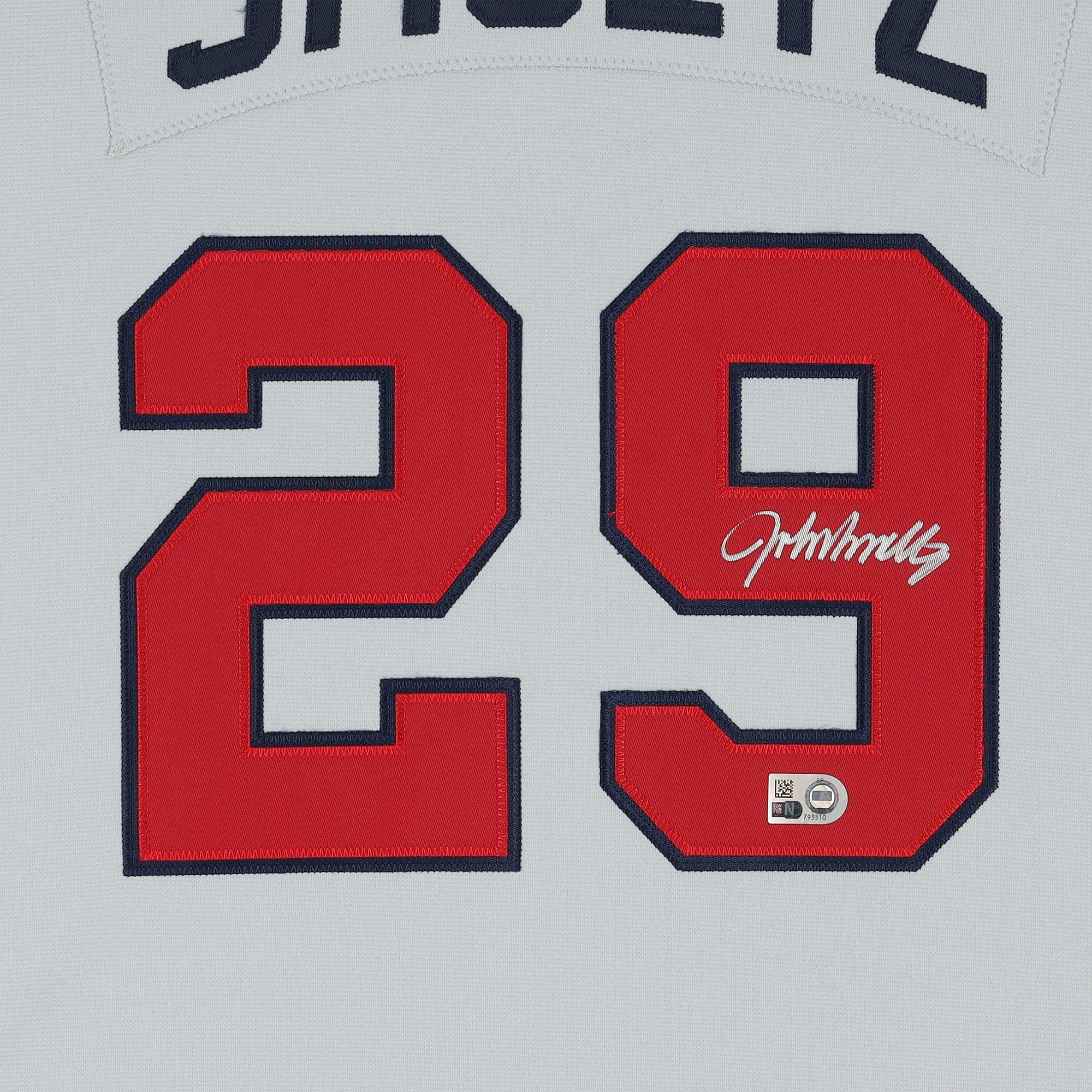 Maillot authentique Mitchell & Ness gris autographié par John Smoltz (Atlanta Braves) de 1995