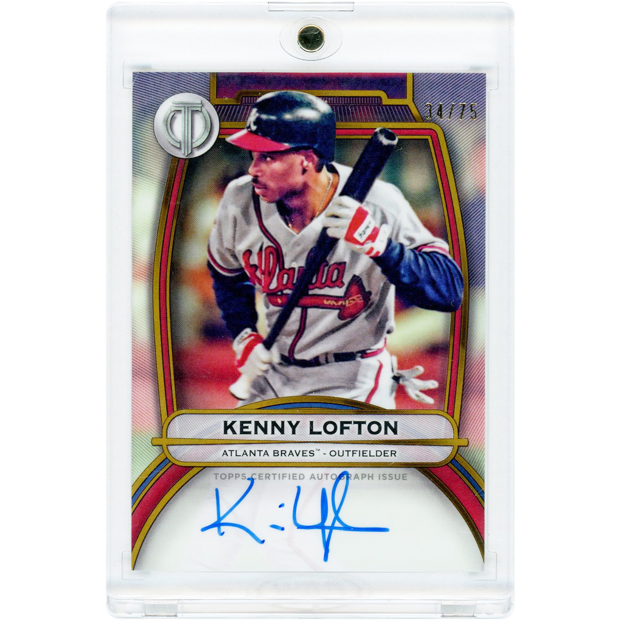Carte autographiée de Kenny Lofton (Atlanta Braves) 2025 Topps Tribute Gold #TA-KL #34/75