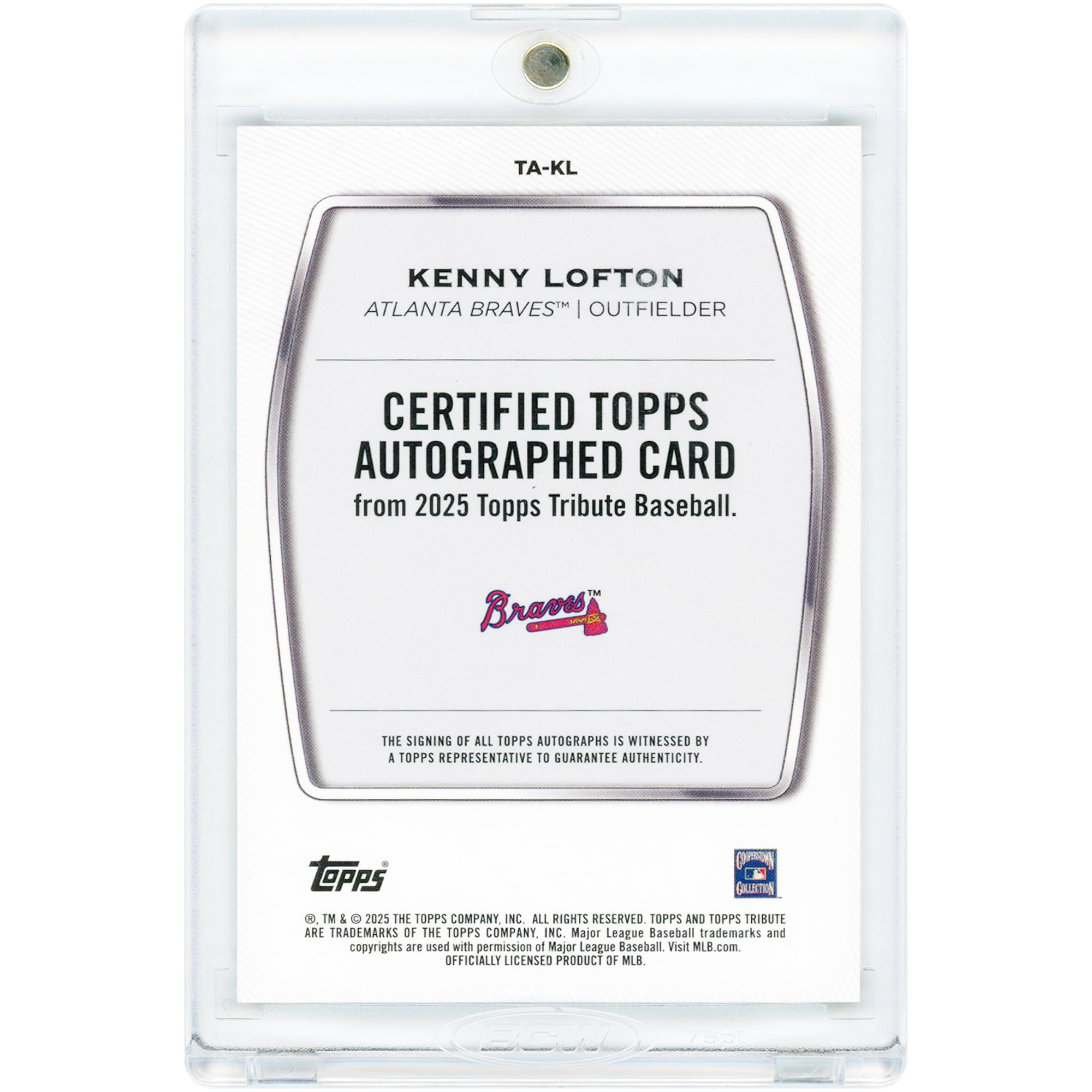 Carte autographiée de Kenny Lofton (Atlanta Braves) 2025 Topps Tribute Gold #TA-KL #34/75