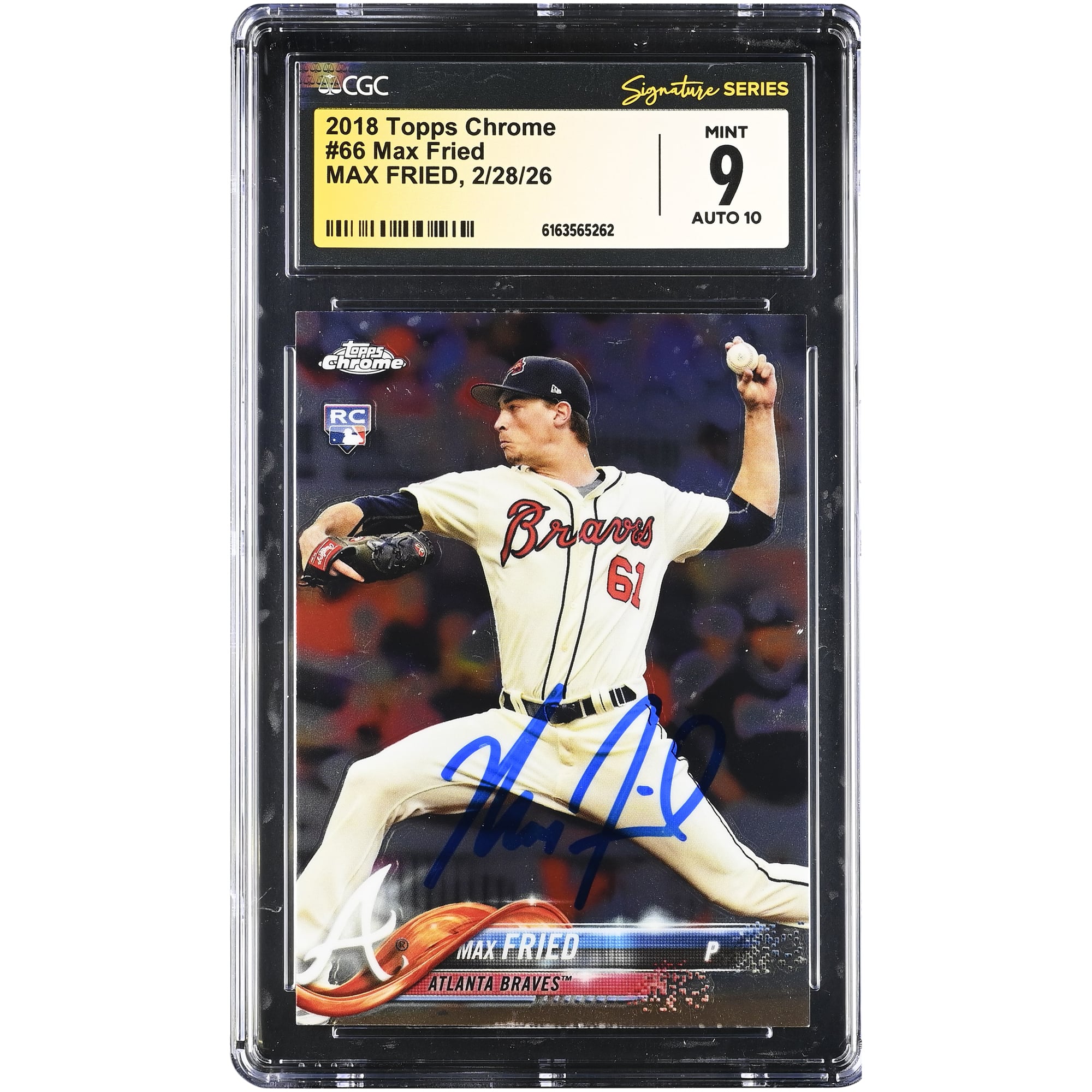 Max Fried Atlanta Braves Autographed 2018 Topps Chrome #66 CGC Authenticated /10 Rookie Card