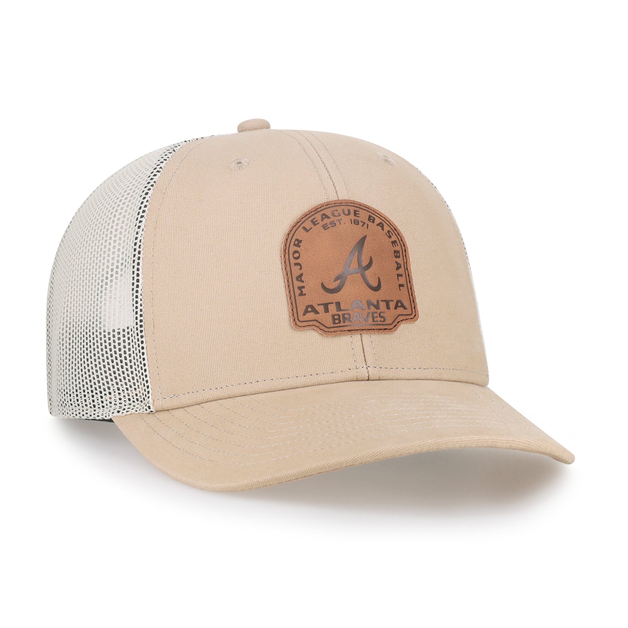 Men's '47  Khaki Atlanta Braves Bonehide Trucker Snapback Hat