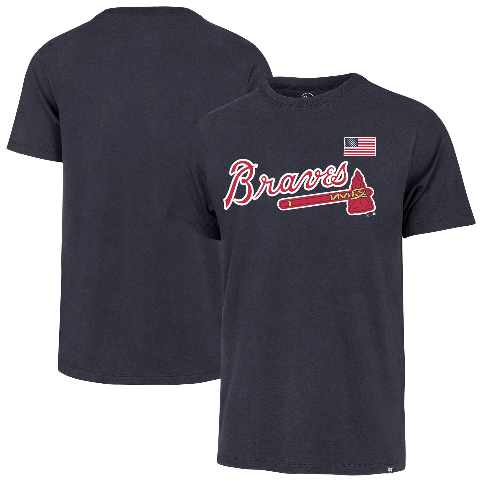 Men's '47  Navy Atlanta Braves Heritage U.S. Flag T-Shirt
