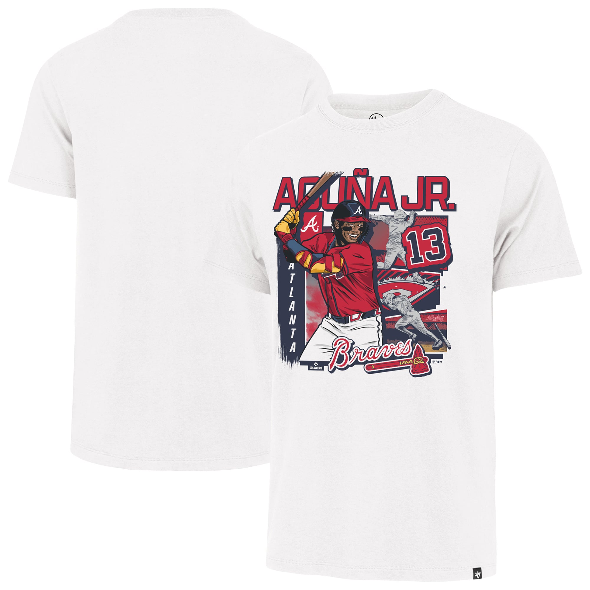 T-shirt blanc pour homme Ronald Acuña Jr., Atlanta Braves, Field Mark Franklin, numéro 47