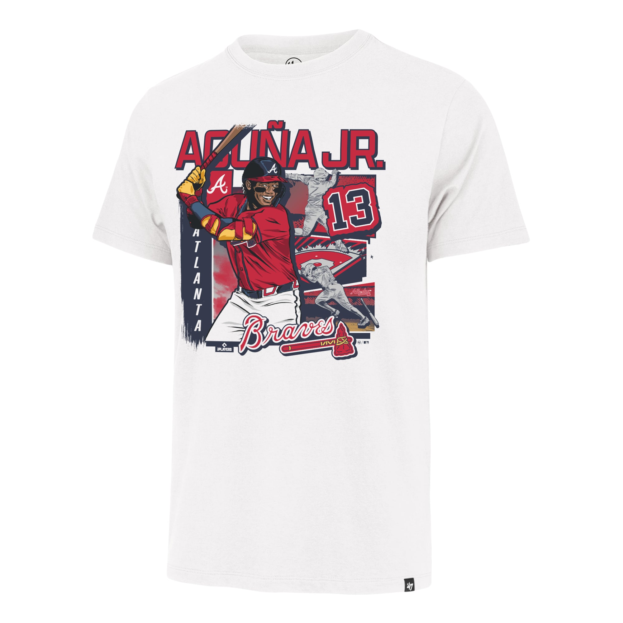 T-shirt blanc pour homme Ronald Acuña Jr., Atlanta Braves, Field Mark Franklin, numéro 47