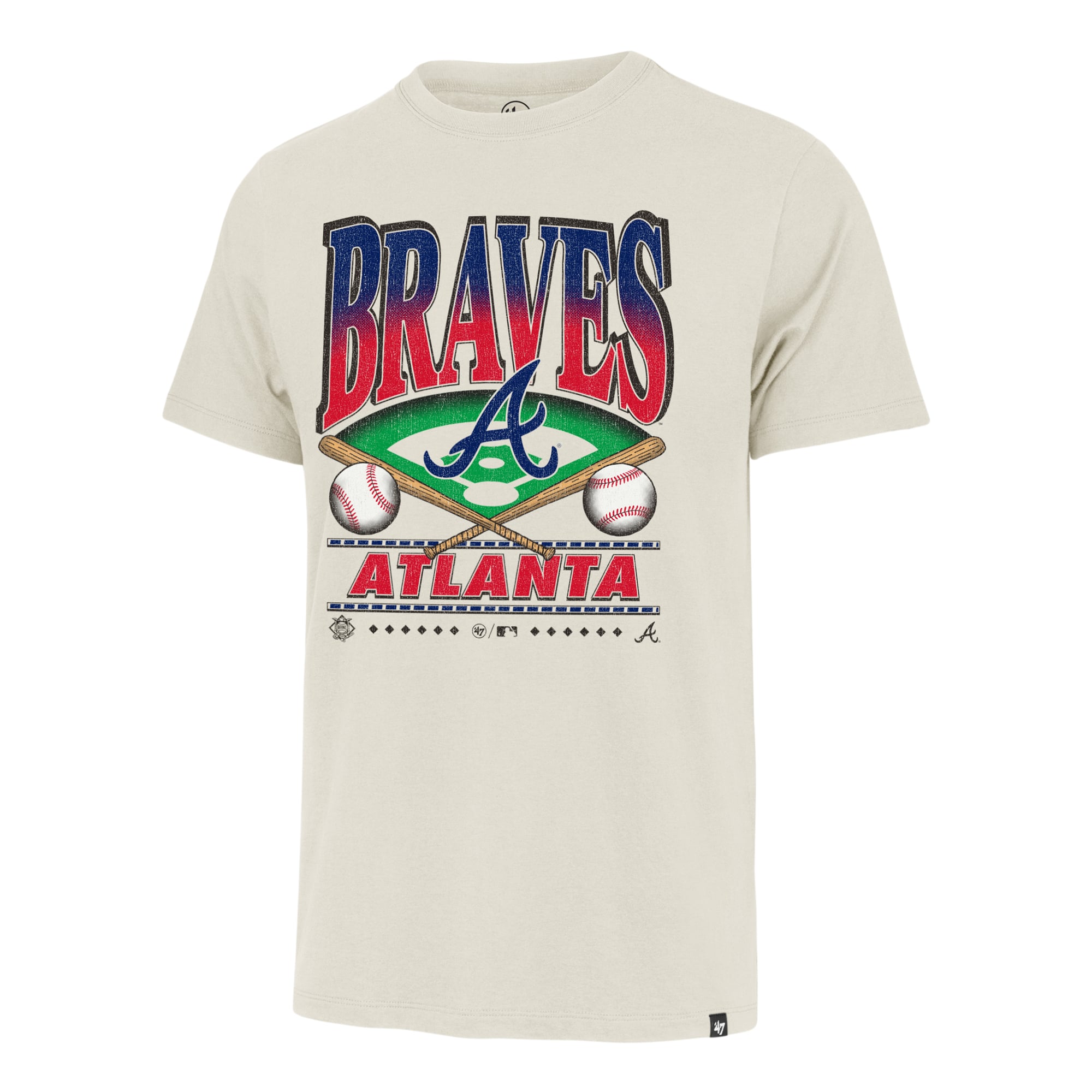 Men's '47 Tan Atlanta Braves Straight Shot Two Franklin T-Shirt