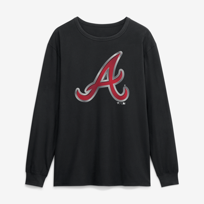 Atlanta Braves  Metallic Mascot Long Sleeve T-Shirt - Black