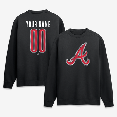 Atlanta Braves  Metallic Mascot Personalized Name & Number Sweatshirt - Black