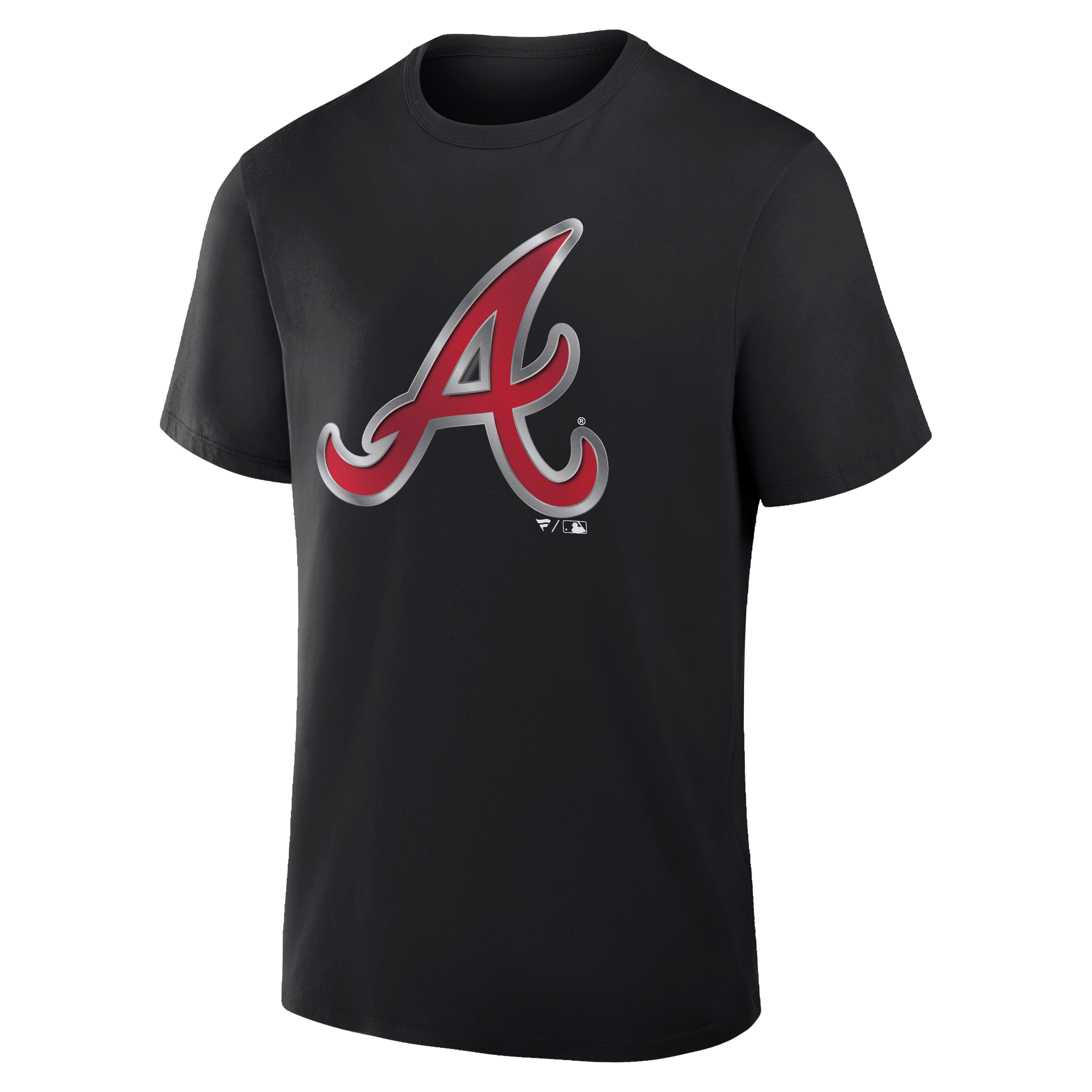 T-shirt noir pour homme avec mascotte métallique des Braves d'Atlanta