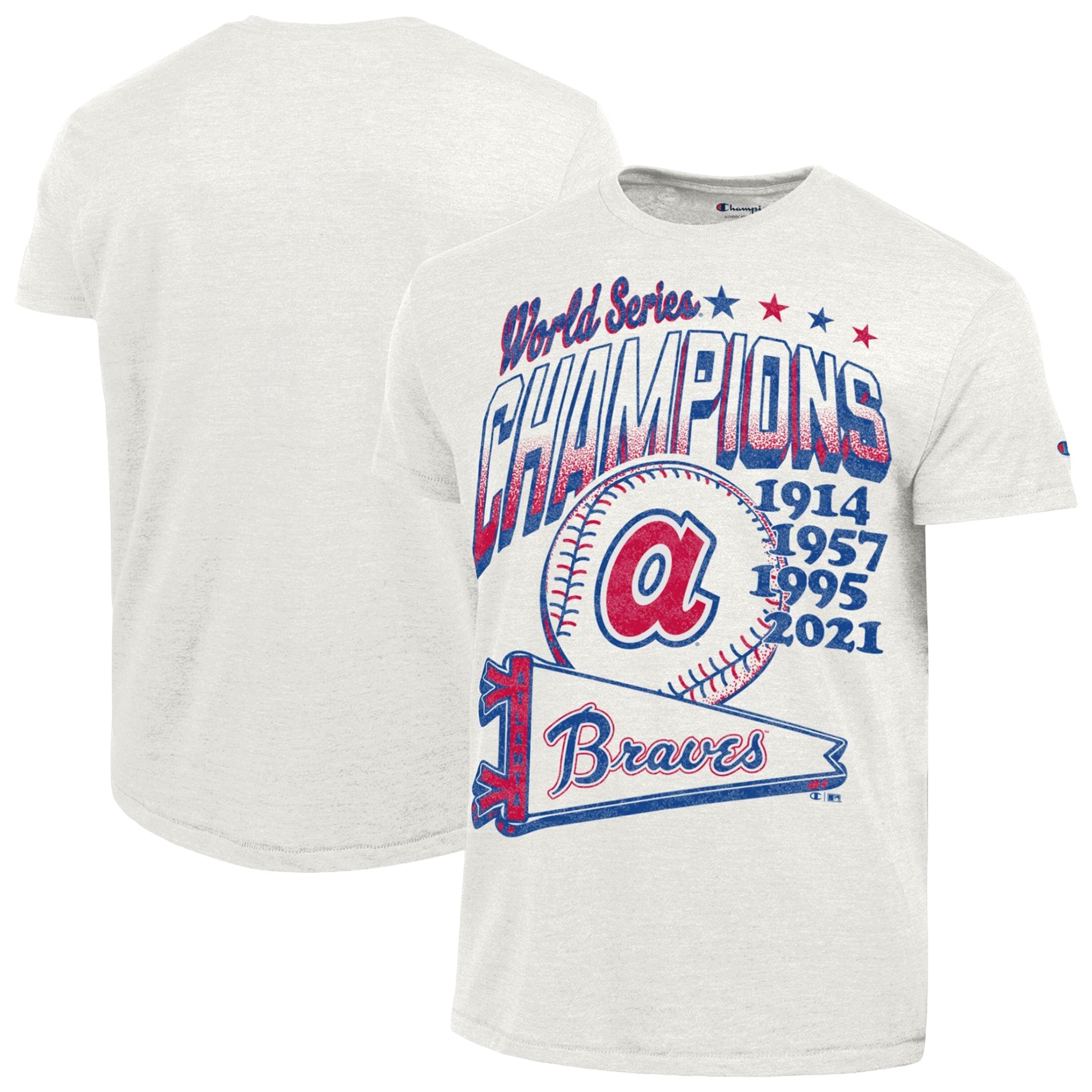 Men's Champion Cream Atlanta Braves Winning Tradition Cooperstown Collection Tri-Blend T-Shirt