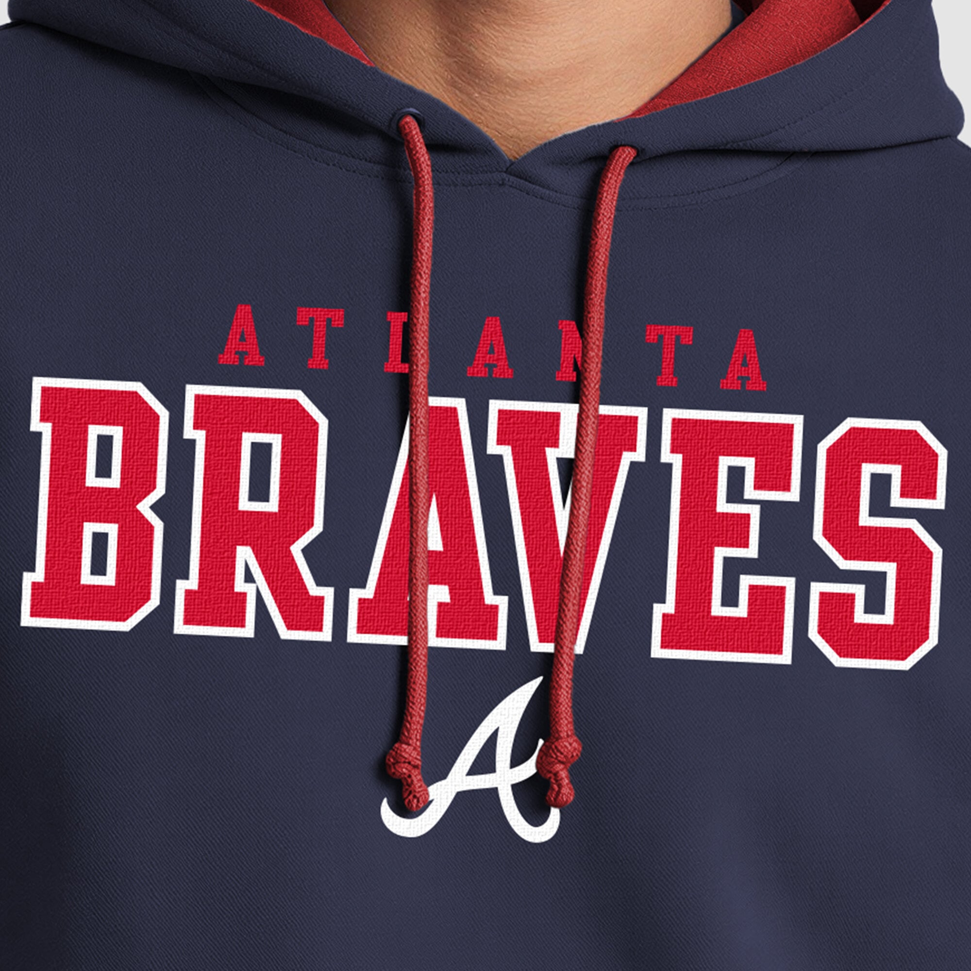 Men's Champion  Navy Atlanta Braves Fleece Hoodie
