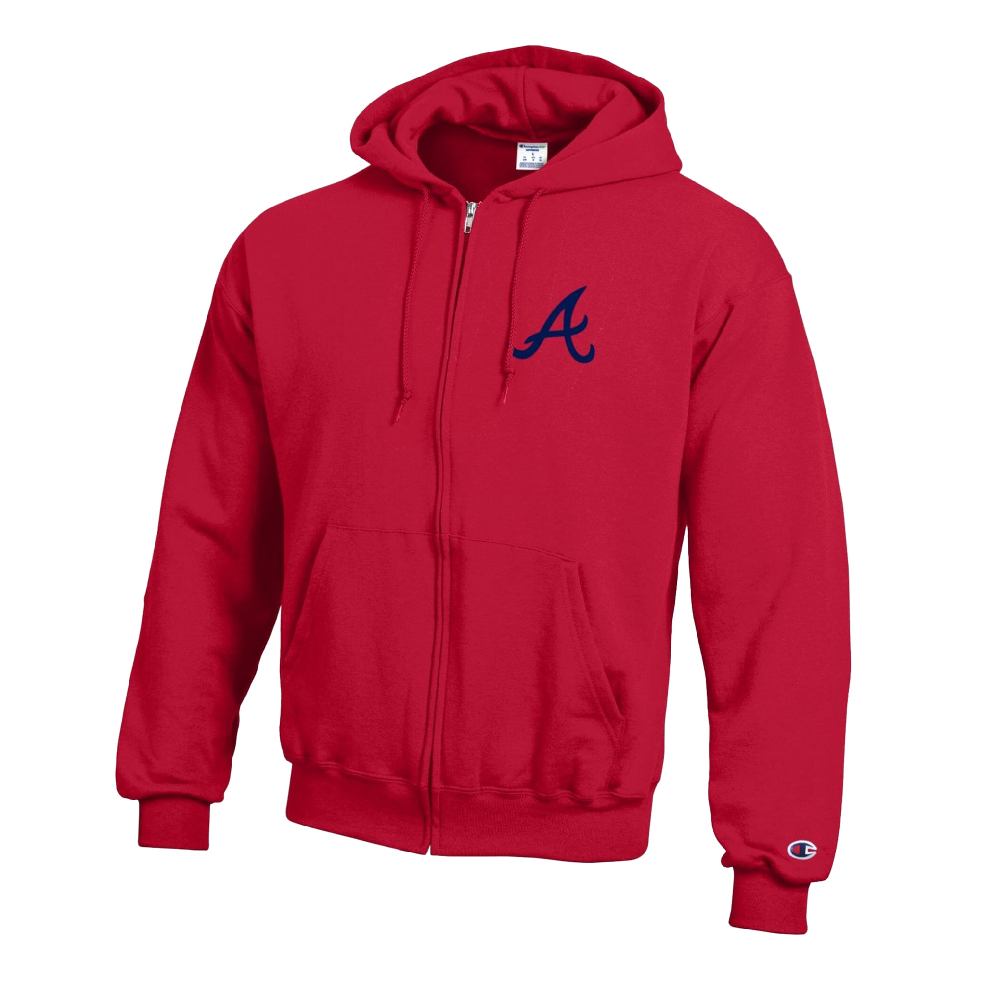 Men's Champion Red Atlanta Braves Powerblend Full-Zip Hoodie